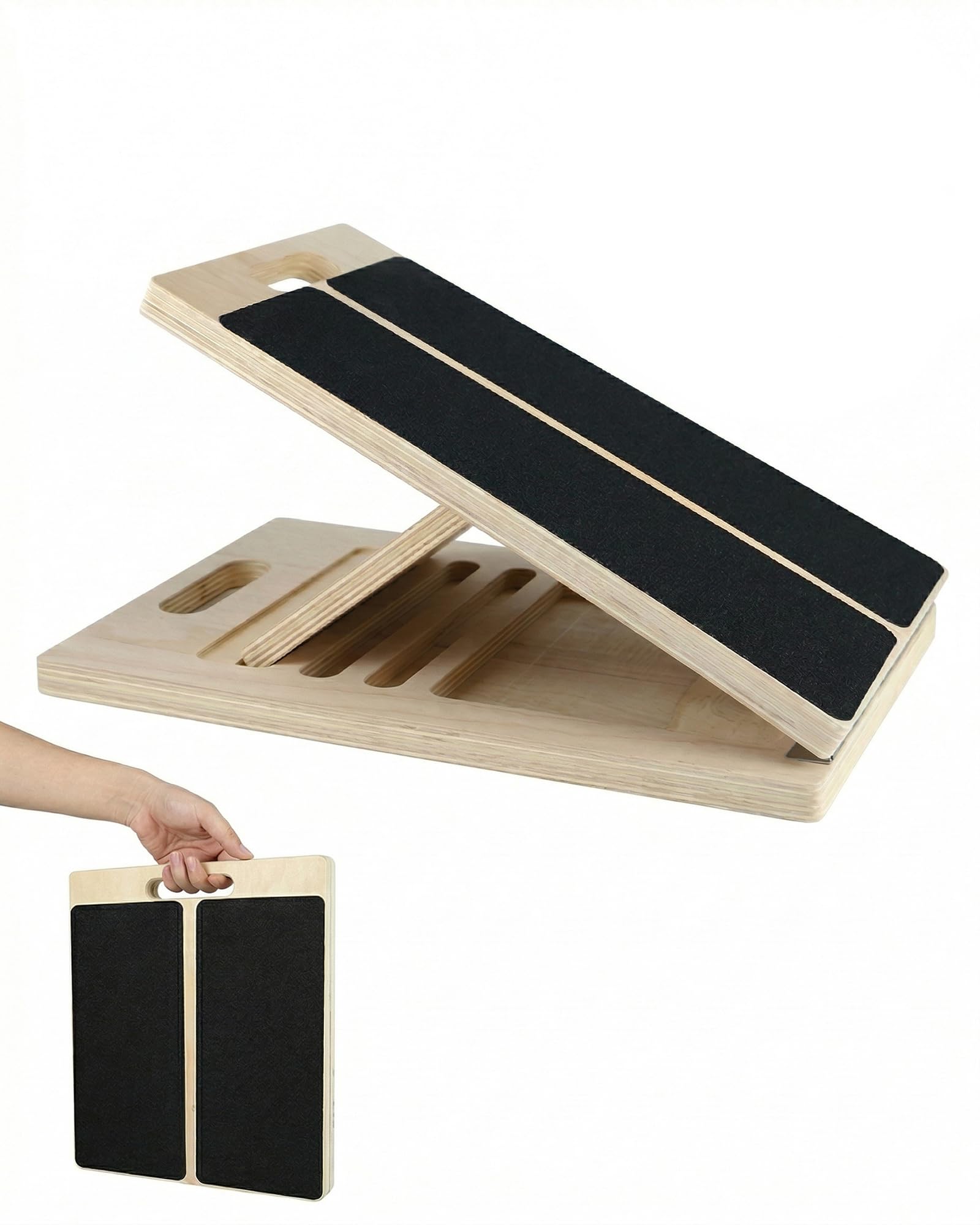 Tavola Inclinata 40×30×4,5 cm, Balance Board Legno Regolabile per Stretching, Squat, Polpacci e Riabilitazione, Stretch and Mobility Board per Uso Domestico, Palestra e All'aperto