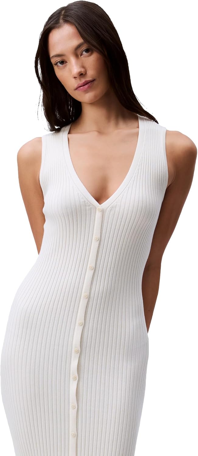 Calvin Klein Womens Cotton Rib V-Neck Polo Dress - Image 5