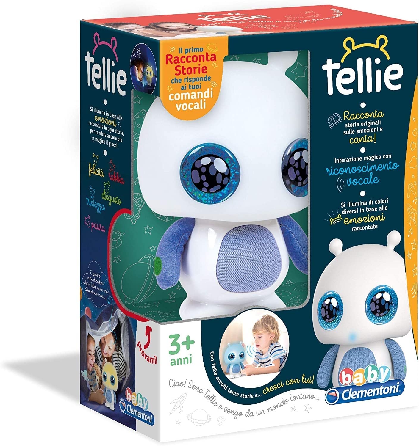 Clementoni - Baby - Tellie, Alieno Raccontastorie e Fiabe per Bambini 36+ Mesi, 12090