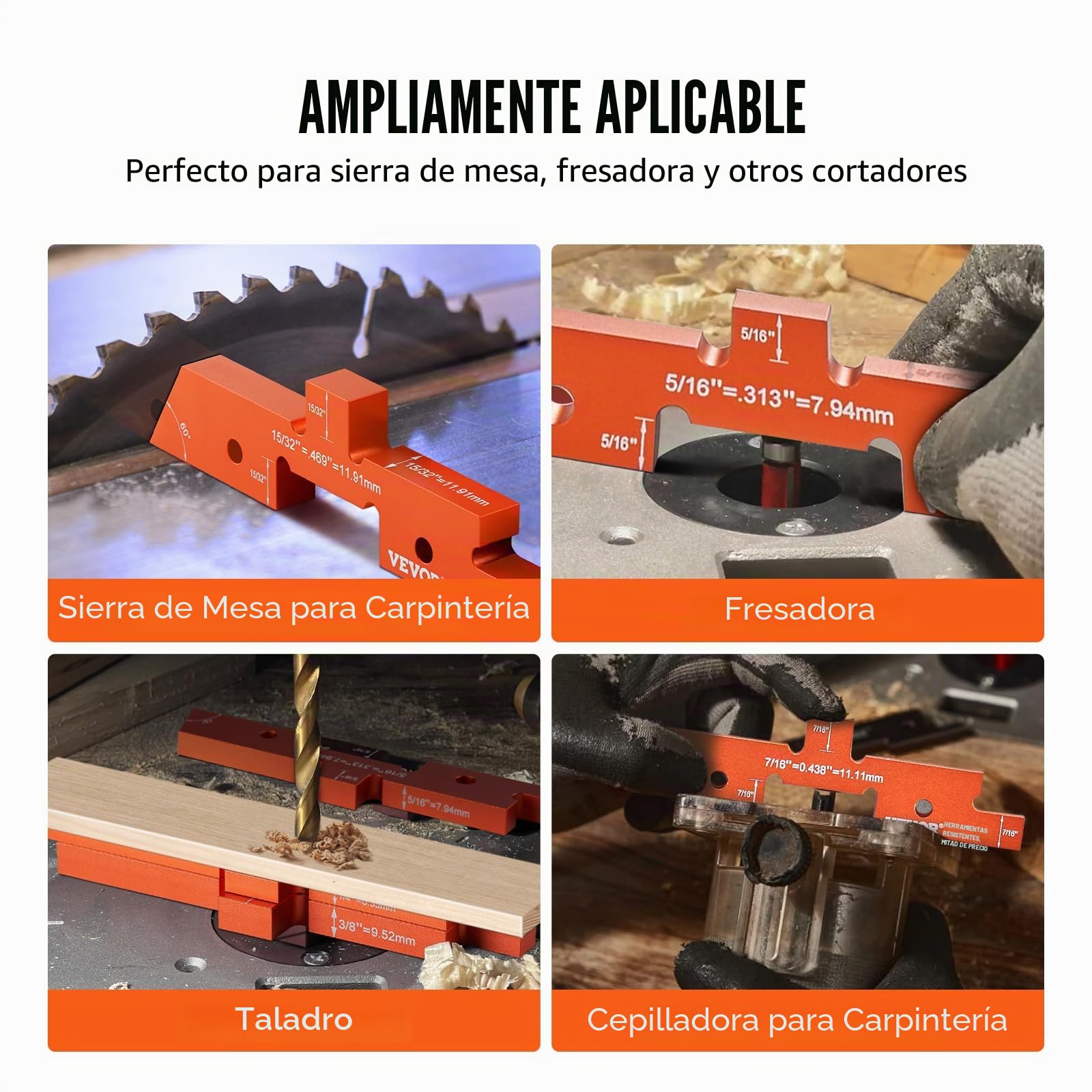 VEVOR Barras de configuración de mesa de enrutador, 14 piezas, bloques de configuración de aluminio de precisión, juego de medidores de altura, con caja de almacenamiento de marcas de tamaño grabadas