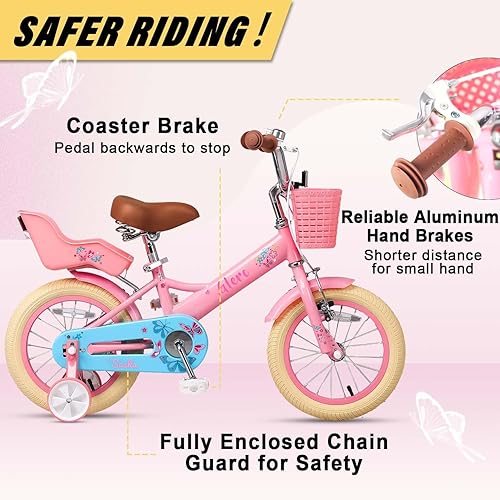 Miniatura 2 de Glerc Sasha - Bicicleta para niñas, de 12 a 20 pulgadas, para niños de 2 a 13 años, estilo retro vintage con asiento de bicicleta para muñecas,