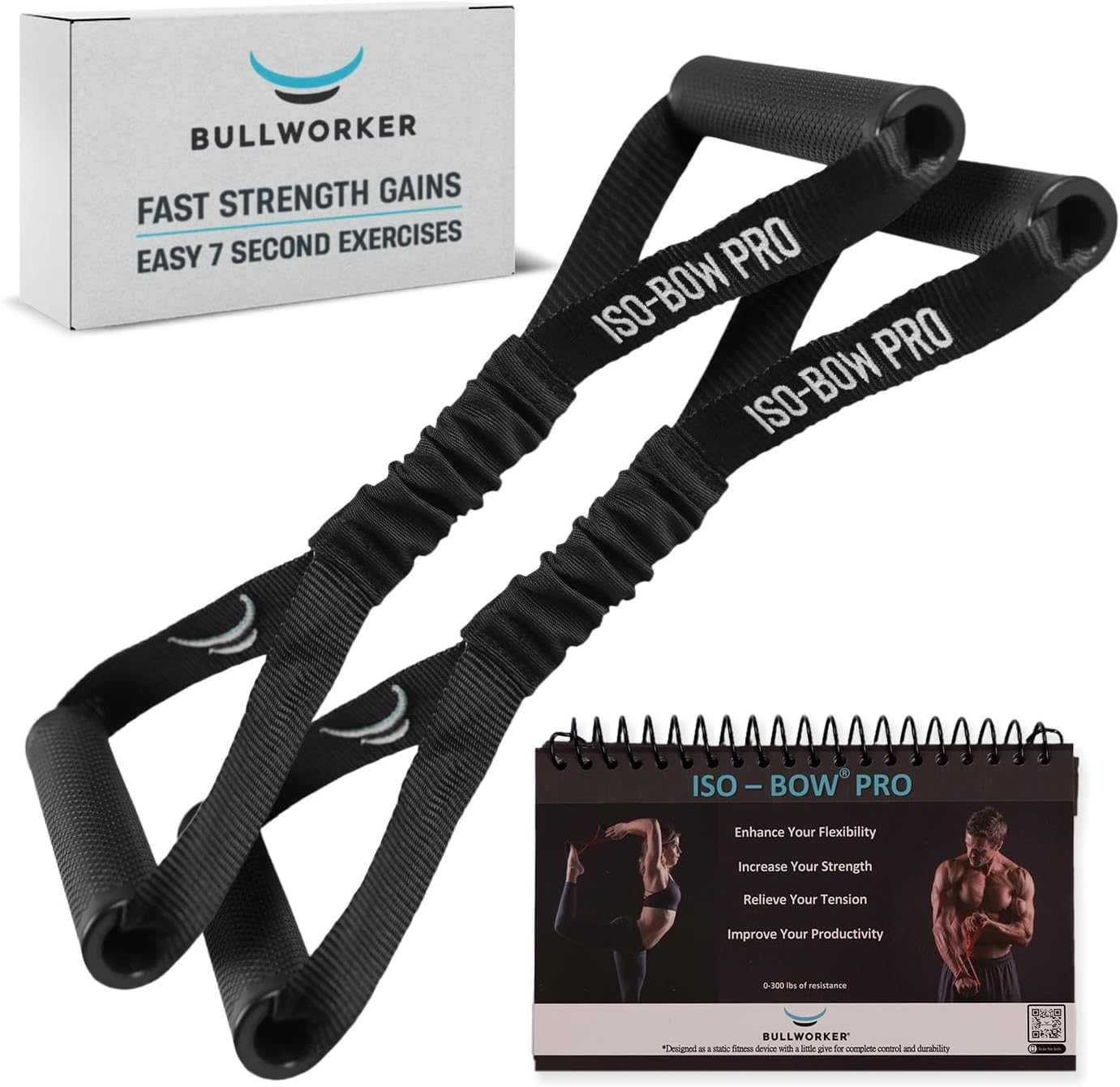 Bullworker ISO-BOW Pro Pair Isometric Exercise Equipment - Self Resistance Stretching Strap & Workout Equipment, Portable Home Gym Straps with Handles for Yoga, Pilates, Mobility and Strength Training