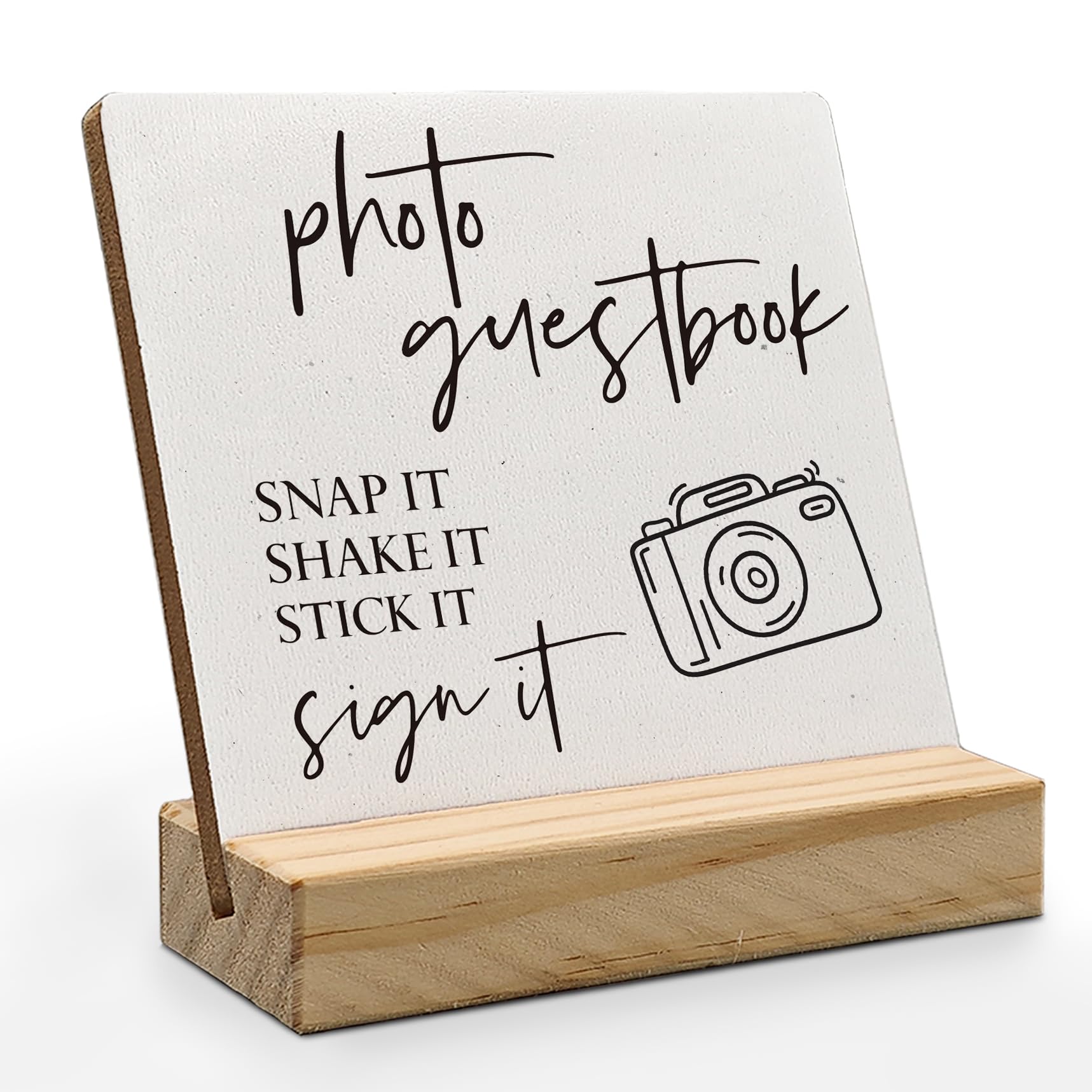 Wedding Guest Book Desk Decor, Photo Guest Book Sign Wood Plaque, Wedding Guest Book Sign, Wedding Guest Book Sign Wooden Plaque Wood for Wedding Reception Table Decor 8 * 8 inch