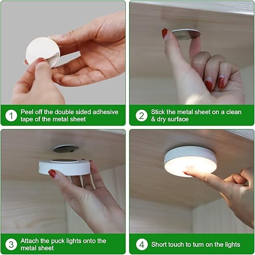 Miniatura 5 de AIBOO Luces táctiles actualizadas, luces LED de disco con control remoto, luces de grifo inalámbricas recargables, luces de empuje regulables para