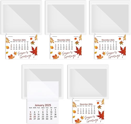 Glenmal Calendario 2 en 1 para despegar y pegar, calendario de pared, calcomanía con bolsillo transparente en blanco y respaldo adhesivo para