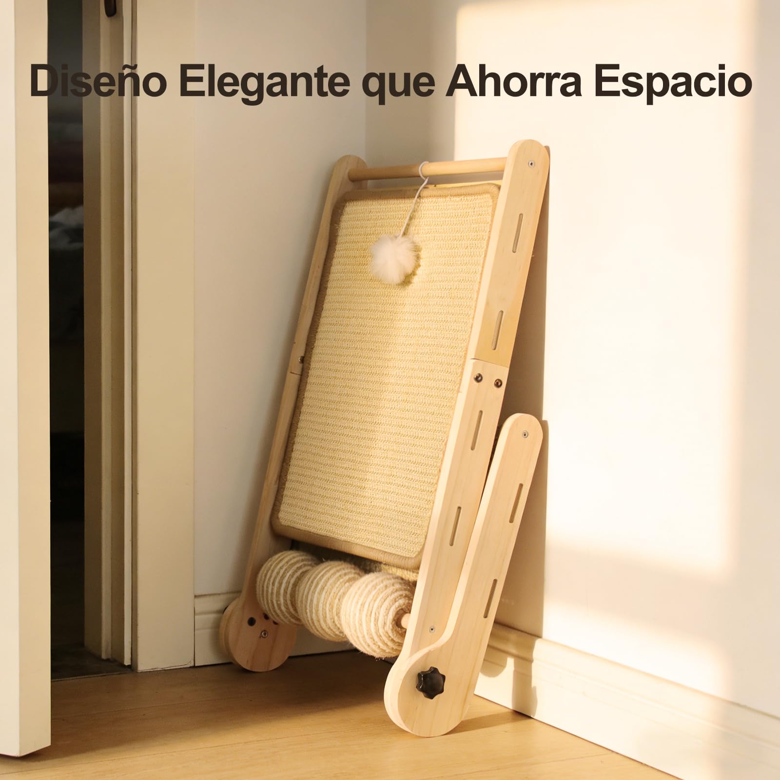 DONWEI Rascador Gatos L Vertical 60CM Sisal Extraíble Protector Muebles | Sisal antiarañazos, estructura L, alfombra extraíble, rasca pared, todos gatos interior