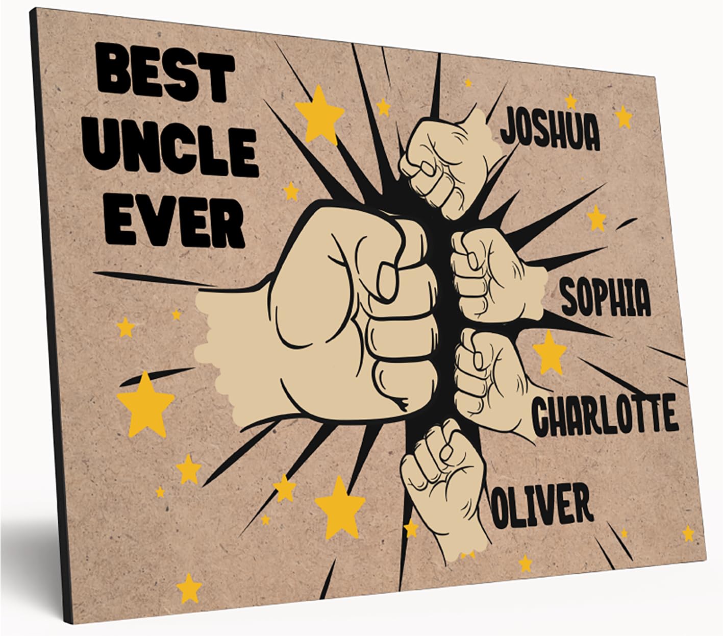 Personalised Fist Bump Sign Custom Wooden Print A4 Plaque Fun Gift Sign for Dad, Grandad, Uncle Wall Art Desk Office Home Décor