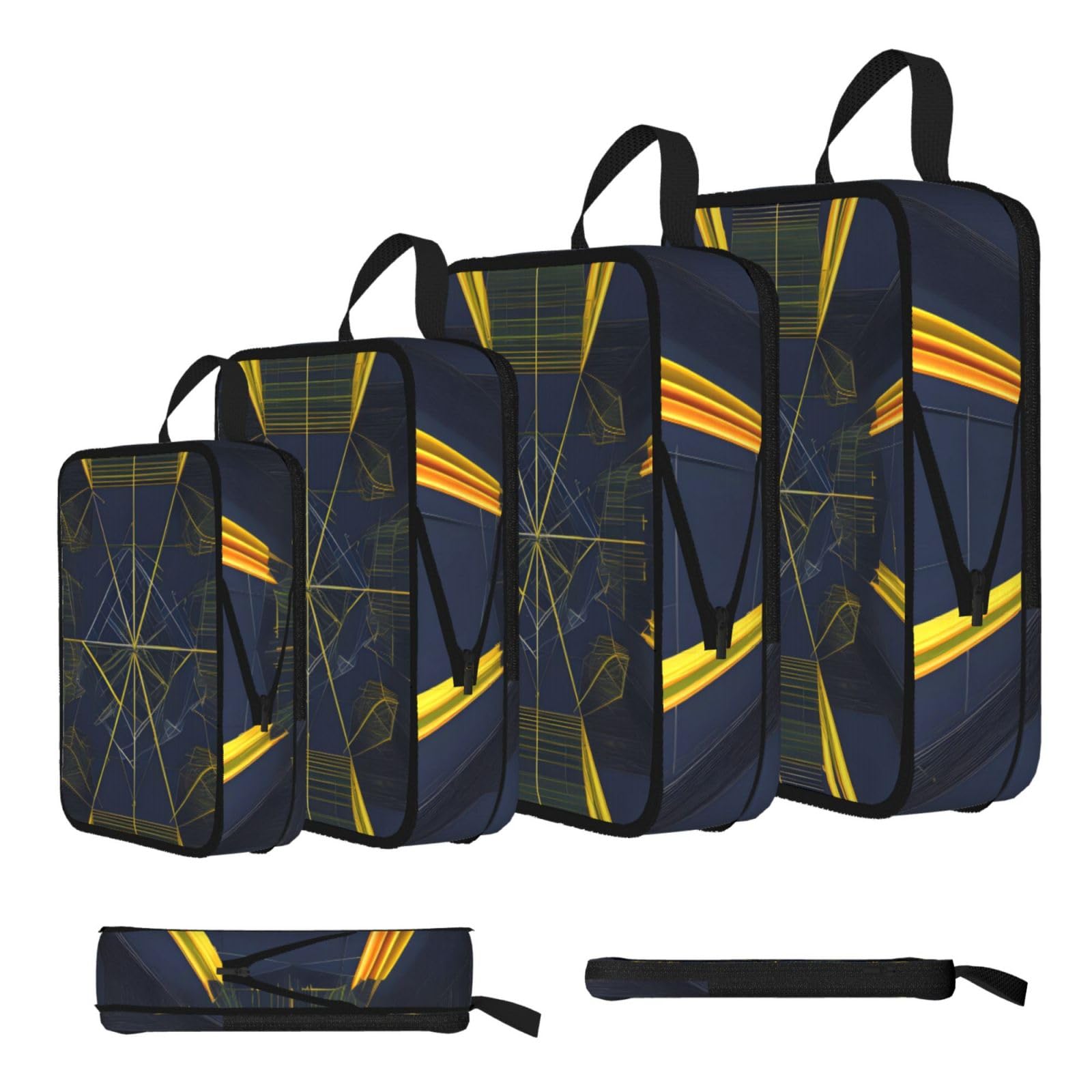 Sxzvvbn Black Multidimensional Space Compression Packing Cubes 4 Piece Set