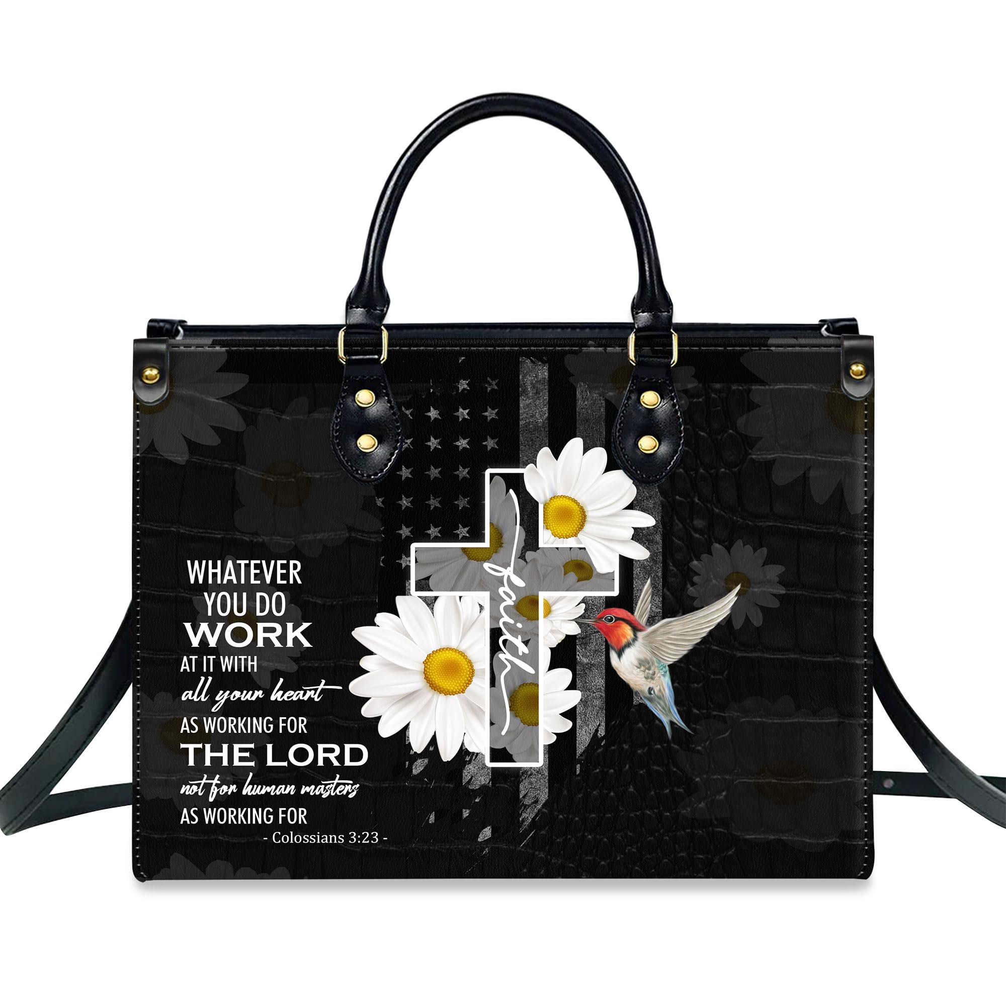 Personalized Leather Handbag for Women, Custom Name Church Bag, Christian Gifts, Christmas Gifts for God Lovers