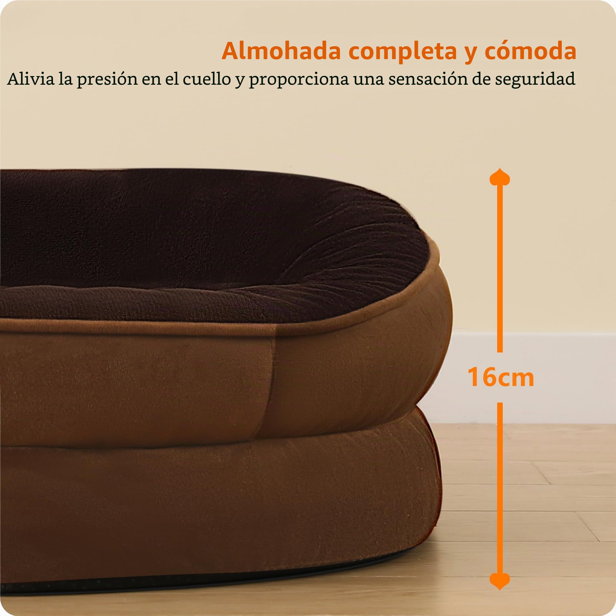 HMTOPE Cama ortopédica para perros, sofá para perros, cojín cervical de cuatro lados, base antideslizante, cesta para perros, extraíble y lavable, perros medianos y grandes, 106 x 79 x 17 cm, marrón