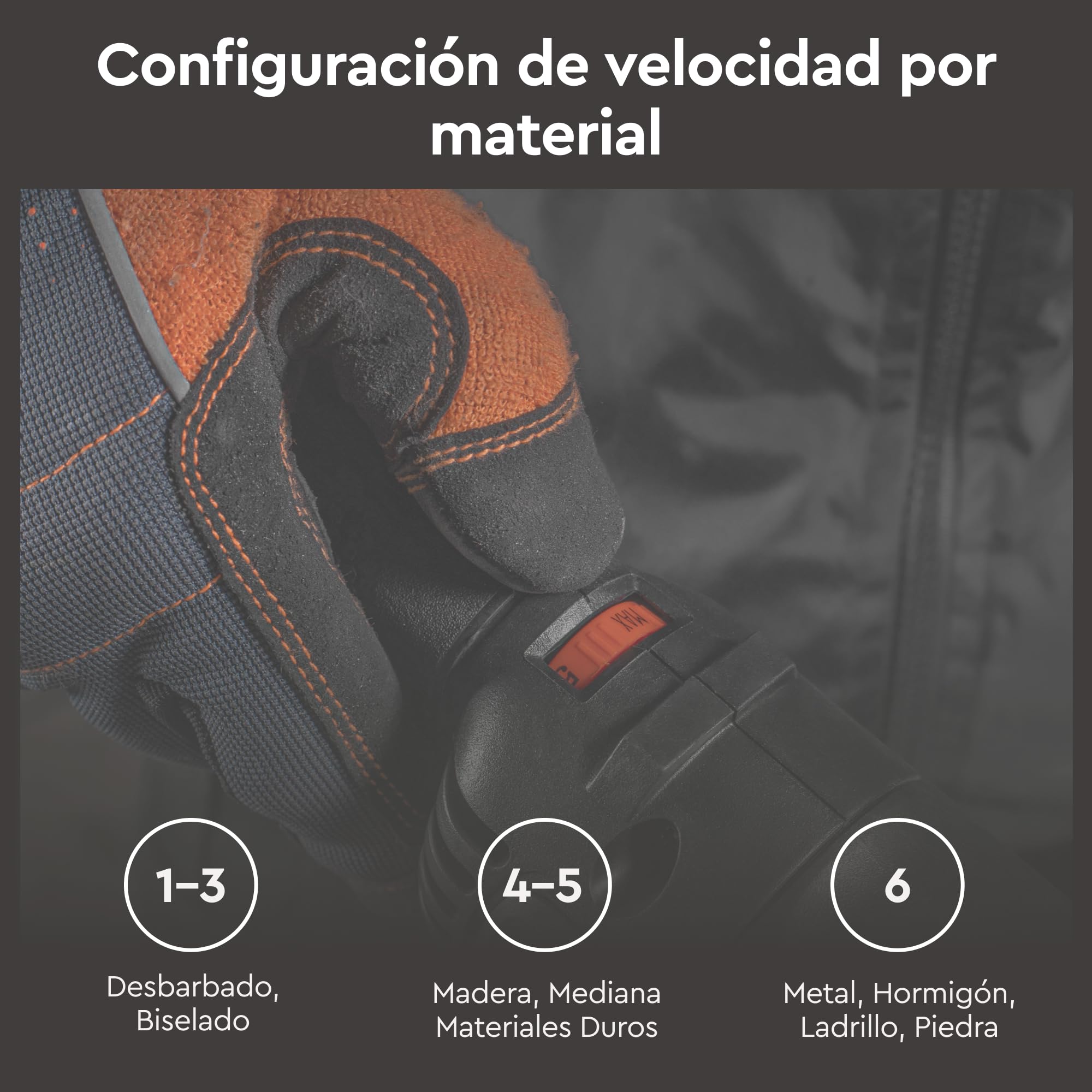 Amoladora Angular 1100W 150mm, Radial Eléctrica con 6 Velocidades (5.500–10.500 RPM), Constant Power, Soft Start, M14, para Metal, Hormigón y Piedra. GL-160SE