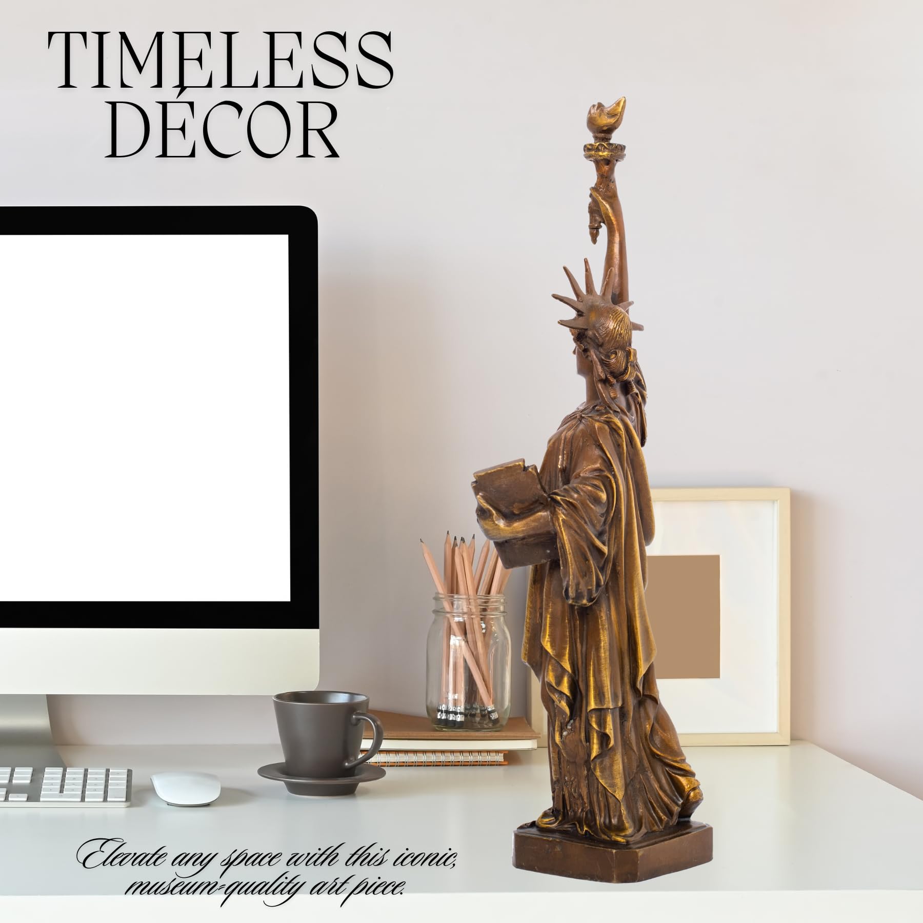 Statue De La Liberté Façon Bronze - Sculpture Résine - Style Antique - Reproduction Adulte