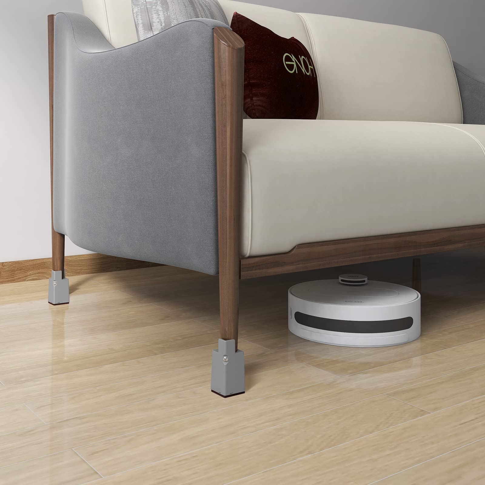 RCHYFEED Elevadores de Cama Ajustable para Muebles de 10cm con Abrazadera de Tornillo, 4 unidades 4'' Elevador Cama para Patas de Mesa Sofá Armarios Cuadradas y Redondas de 0,8 a 1,6 pulgadas de Ancho
