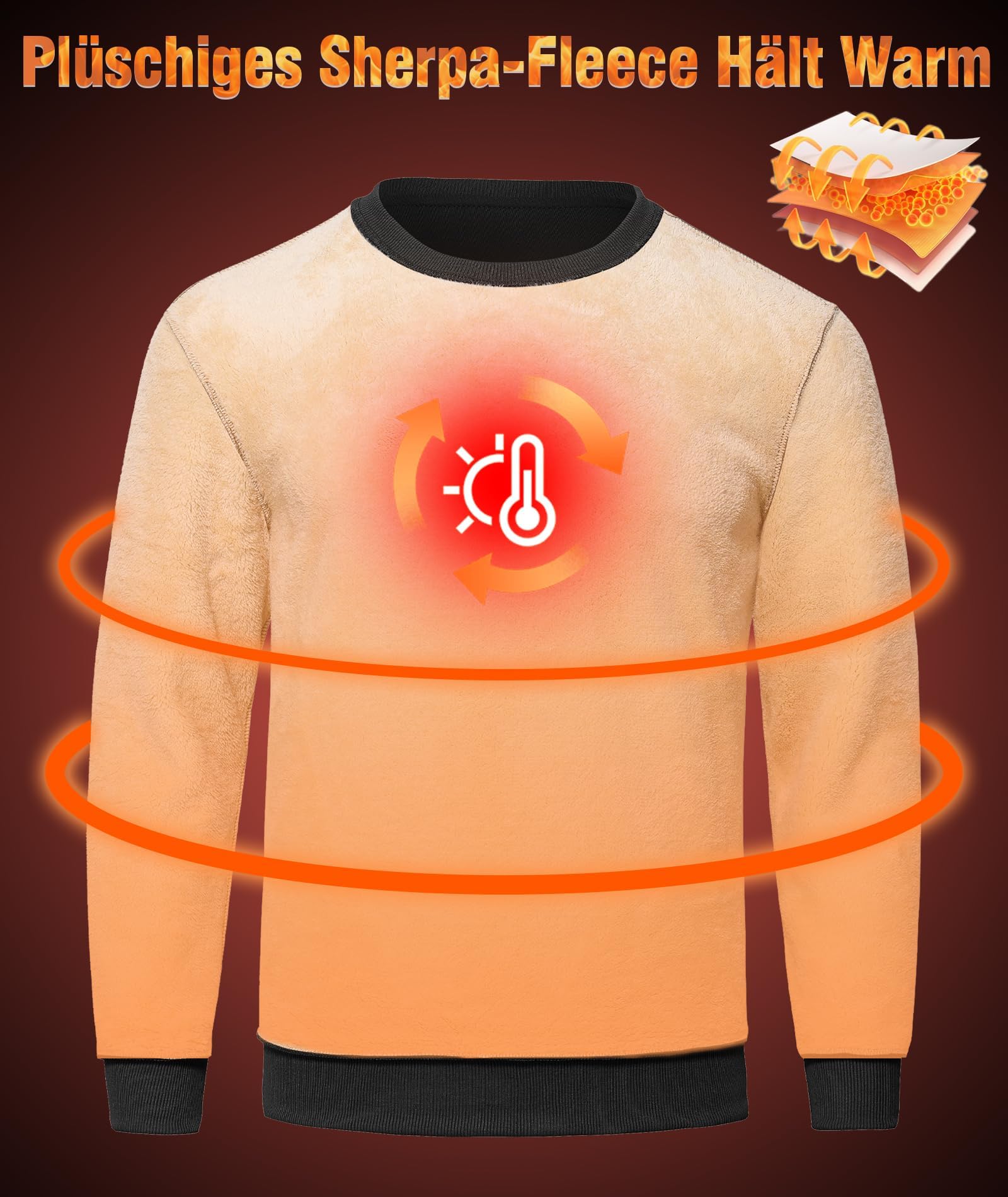 HFDWYJ Felpa Uomo Senza Cappuccio Inverno Girocollo Termico Foderato in Pile