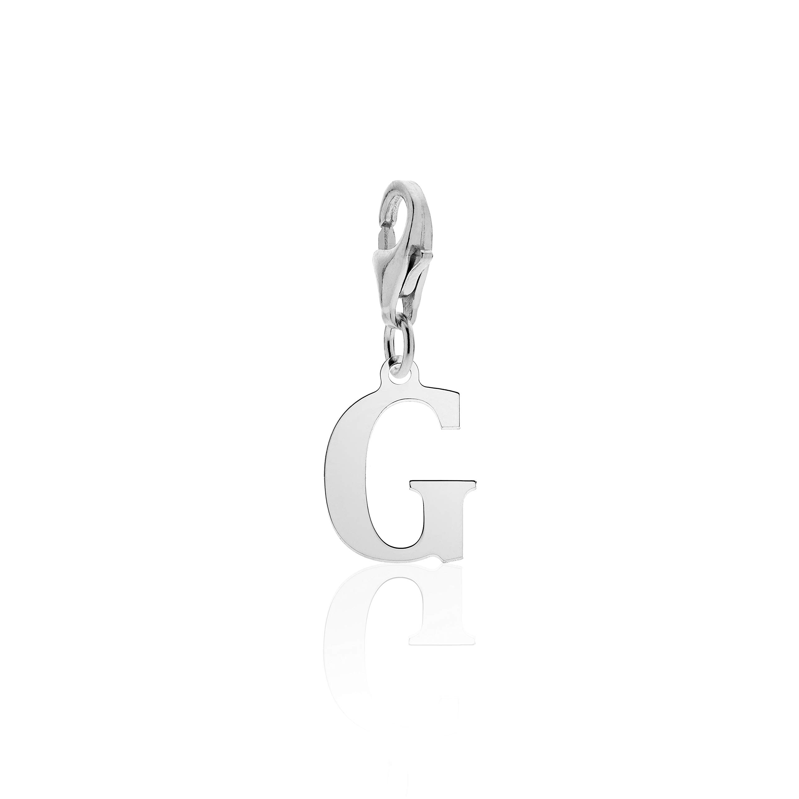 Aka Gioielli® - Charm Lettera dell'Alfabeto Argento 925 Rodiato, Ciondolo Lettere Iniziali