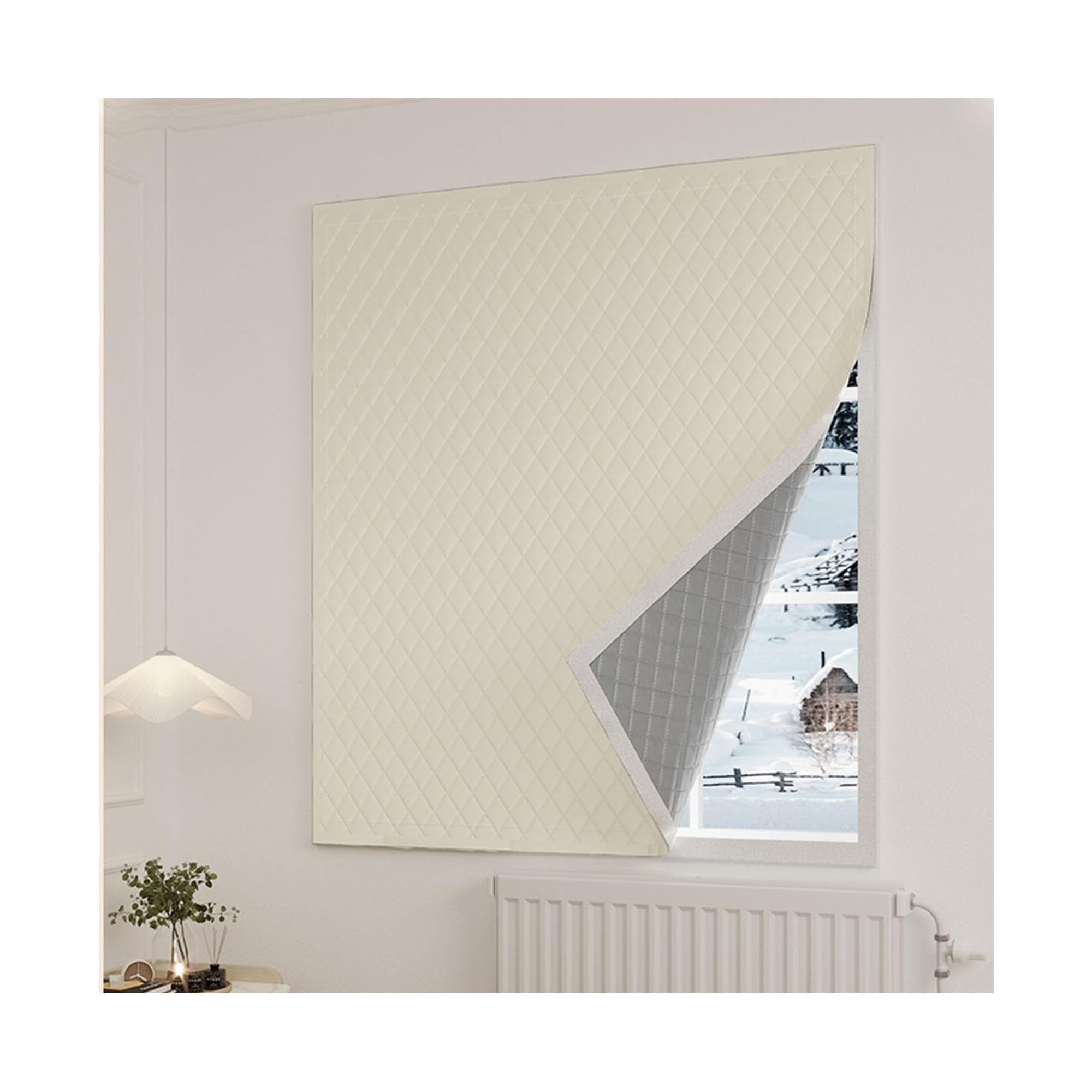 Isolation fenêtre anti froid rideau coton thermique autocollant blanc