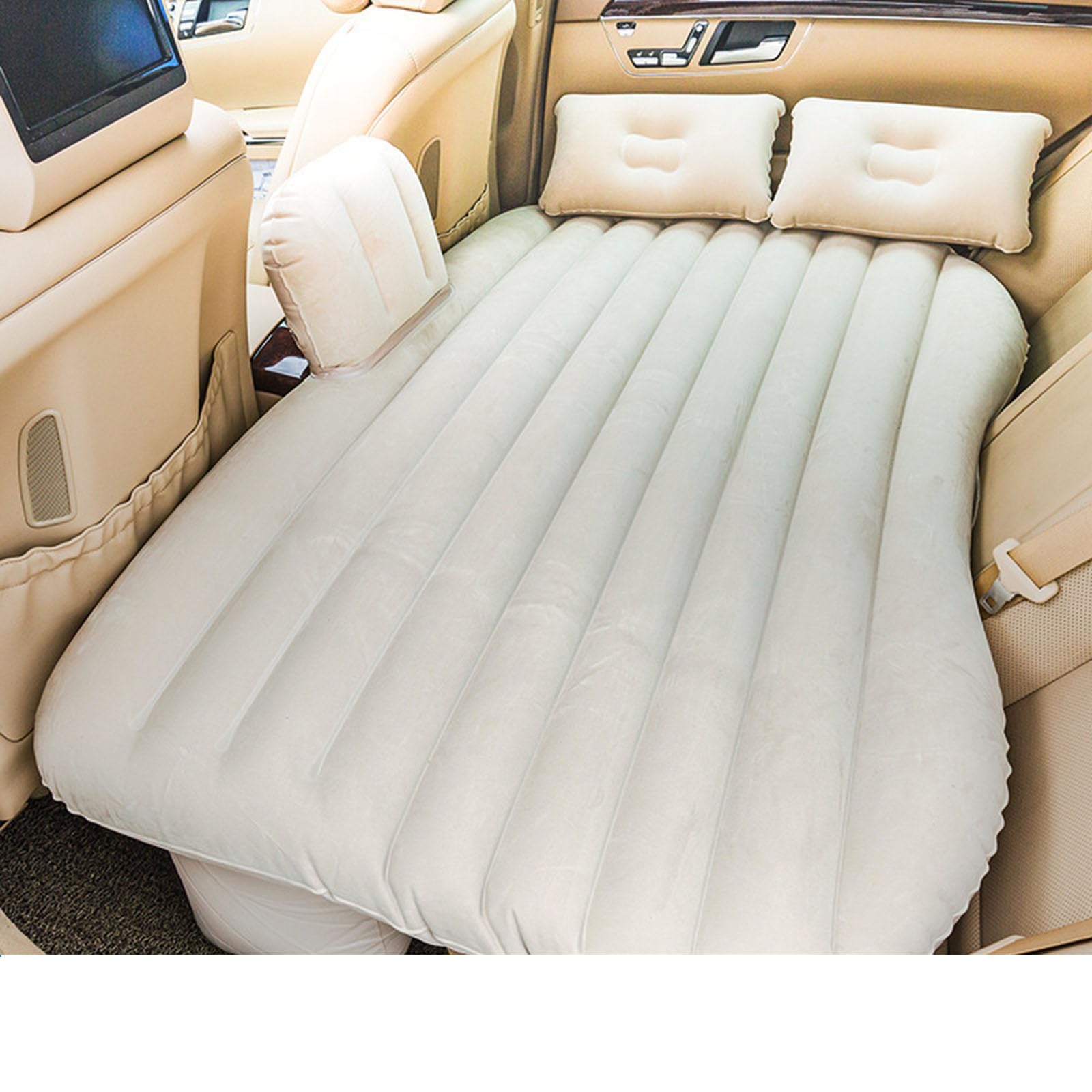 Aufblasbare Reise-Automatratze – Rücksitzbett mit Nackenkissen, Kompatibel mit Dacia Duster Bigster Spring,Beige