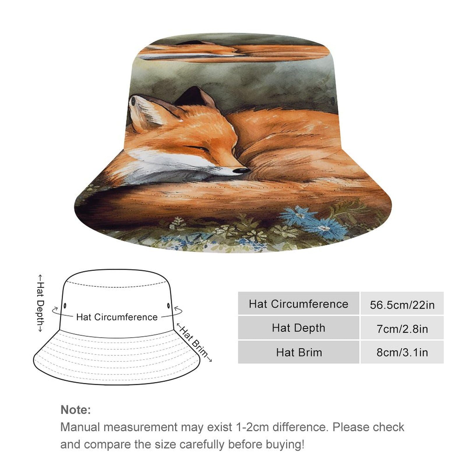 A Sleeping Fox Sun Hats Wide Brim Bucket Hat UV Protection Hat for Fishing Hiking Beach Garden Black