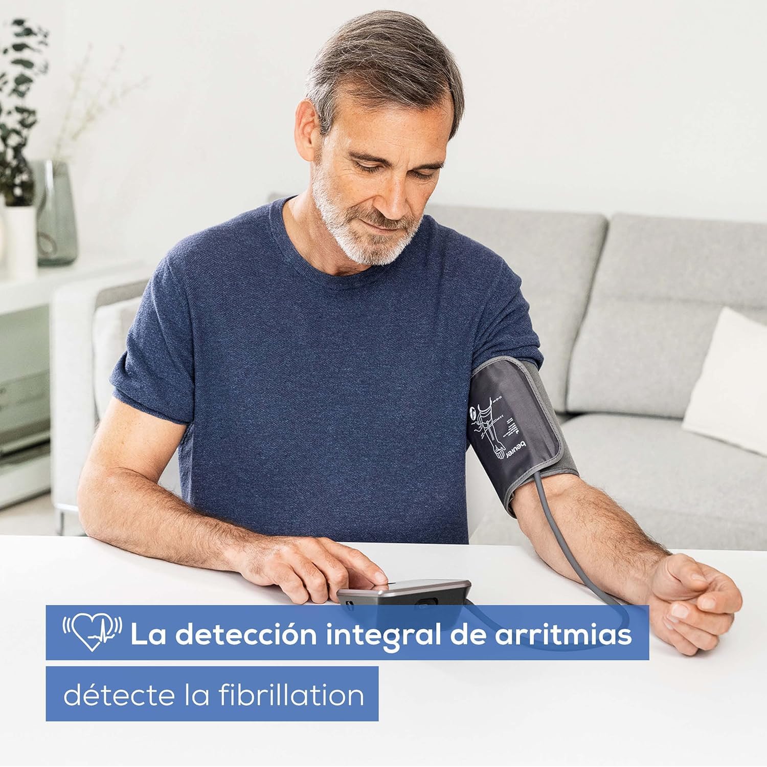 Beurer BM 64 tensiómetro de brazo, detección de AFib, indicador de reposo, manguito 22-42 cm, con aplicación, transferencia de datos a Apple Health