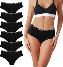 Uizuooy Women's Soft Cotton Sport Elastic Underwear Women's Underwear Mid-Rise Multipack Pack of 6