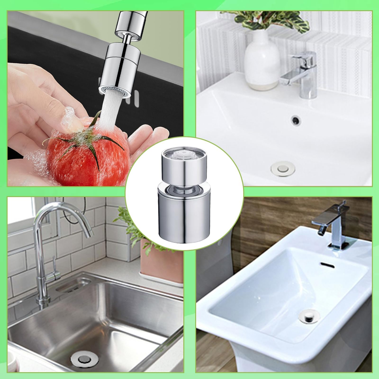 Aireador incluye 6 Aireador Grifo Cocina, Proceso de Electrodeposición Fabricado en Cobre Adaptador Grifo Cocina, Estructura Giratoria Universal, Aireador para Baño (Adaptador 18mm a 22mm)