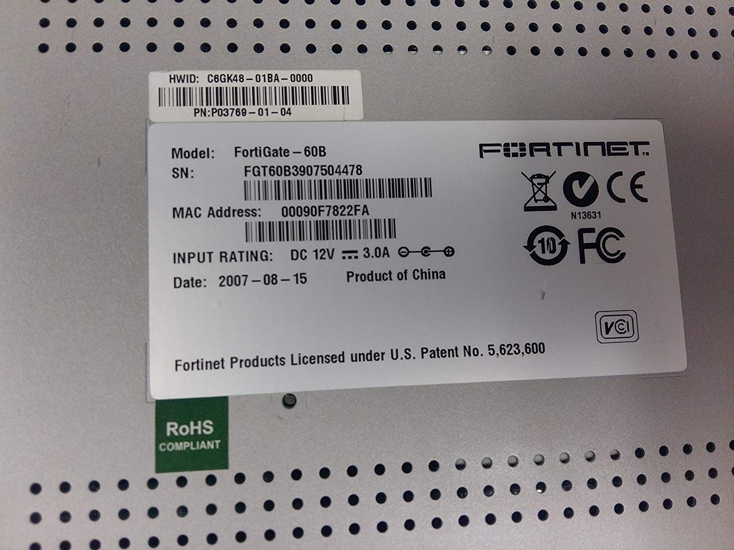 Fortinet Fortigate 60B Router Firewall VPN Antivirus