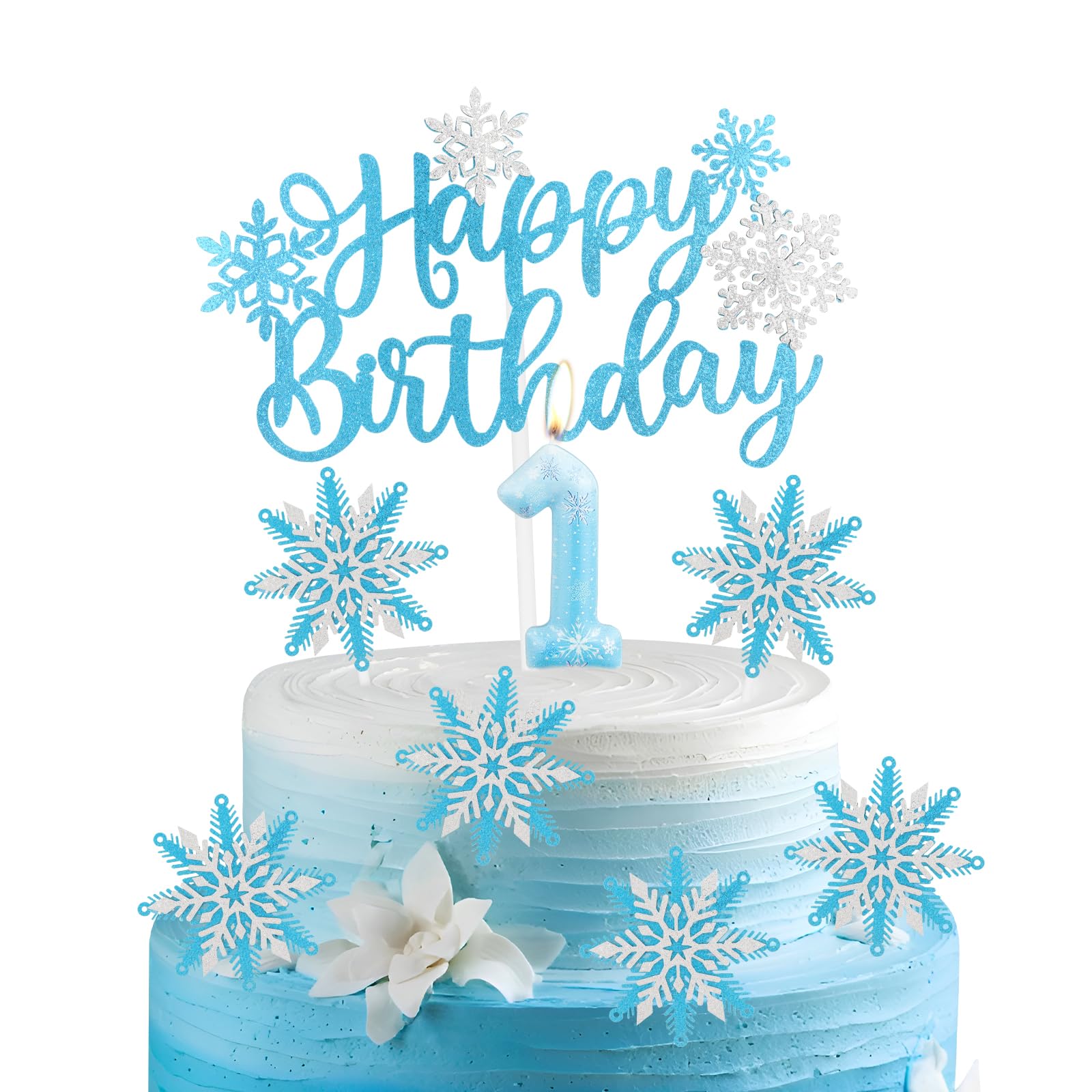 Candeline Numeriche Blu Frozen Con Fiocco Di Neve Da 0 A 9 | 7,6 Cm Per Torte Compleanno Bambini E Adulti | Decorazioni Festa Blu - 3
