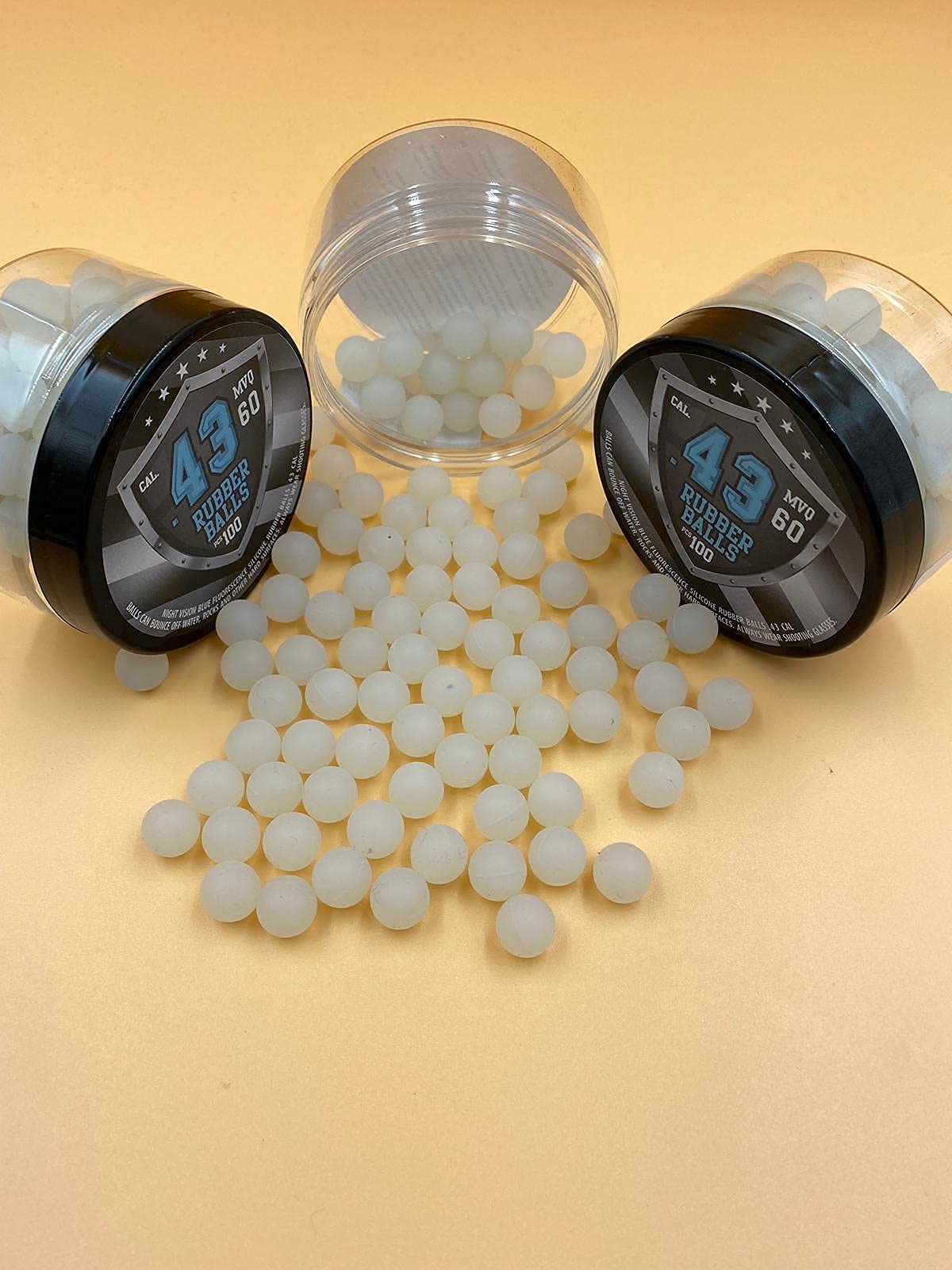 SSR 100 x Blue Night Vision Fluorescent Silicon Rubber Balls Paintballs Glowing in The Dark in 43 Cal. - Boules en Caoutchouc rougeoyantes en Bleu foncé
