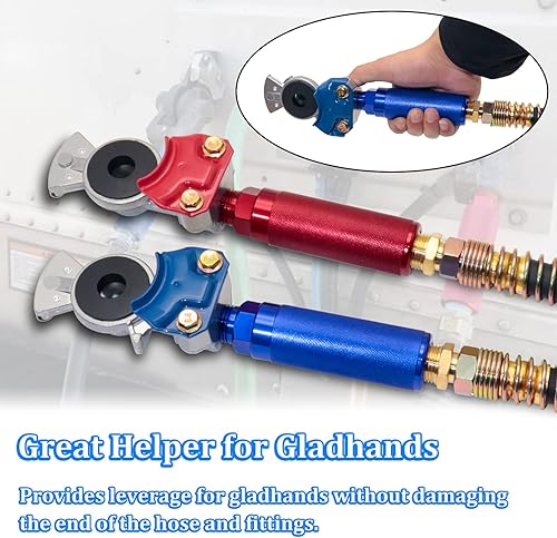 Miniatura 11 de Glad Hands, 3 juegos de aluminio azul y rojo Gladhands de emergencia para semirremolques remolques líneas de aire 6 sellos de mano Glad 3 manos