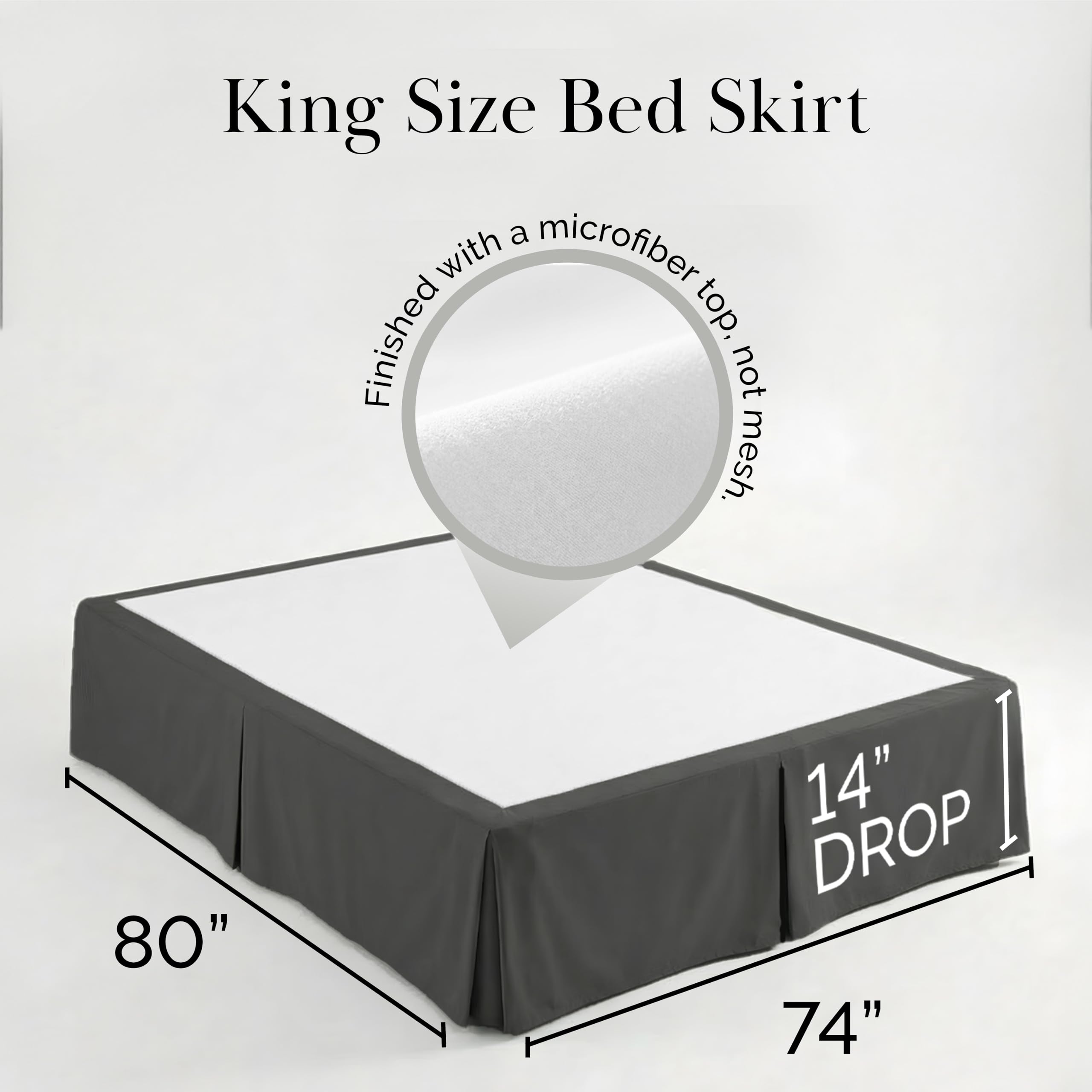 Southshore Fine Living, Inc. Coprirete di qualità alberghiera, per letto molto grande, altezza 35,6 cm, design elegante plissettato, gonna da letto di lusso con balze di alta qualità, manutenzione