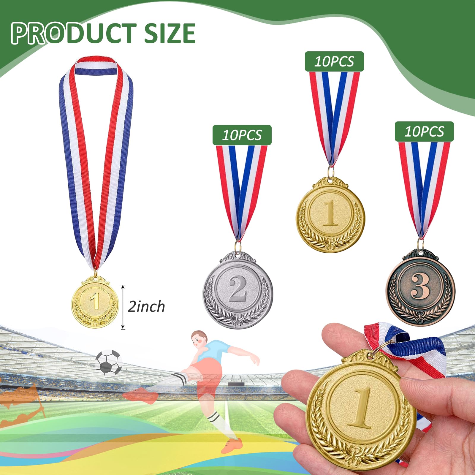 Medaillen für Auszeichnungen, Metallmedaillen mit Band für Fußball, Baseball, Fußball, Basketball, Softball, Gymnastik, Team, Sport, Spieler, Wettbewerbe, Champion, Geschenk, 30 Stück