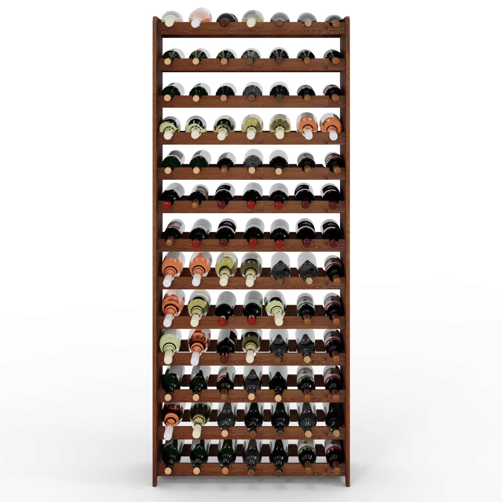 SMH LINE® - Hout Wijnrek - Wijnrek voor op het Aanrecht of Bar - Bottle Rack- 24x47x29 cm (HxBxD) Wijnrek voor 8 flessen Flessenrek Modulair en Stapelbaar - Flessenhouder Staand - Hanna Trading