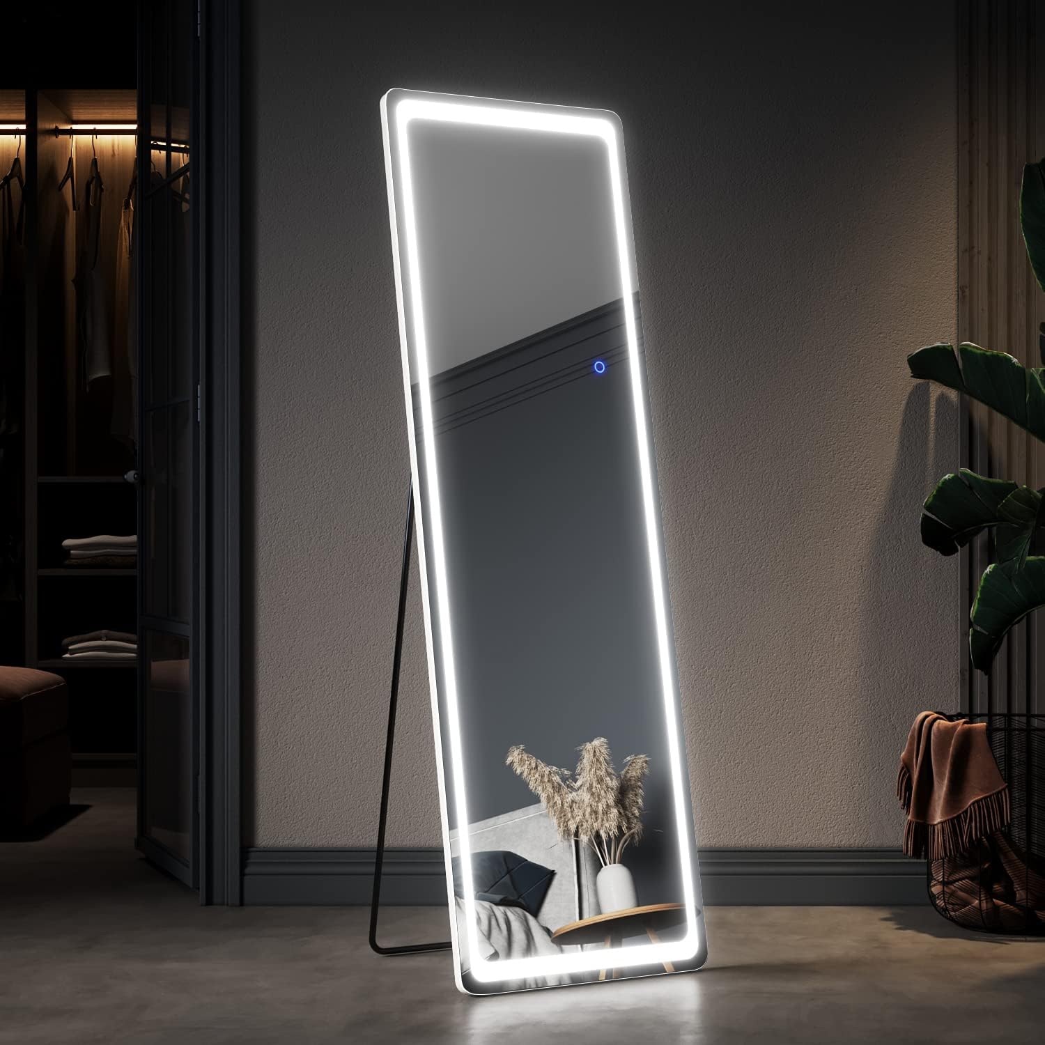 ELEGANT LED Floor Mirror, Wall Mounted Hanging Mirror with Lights, LED