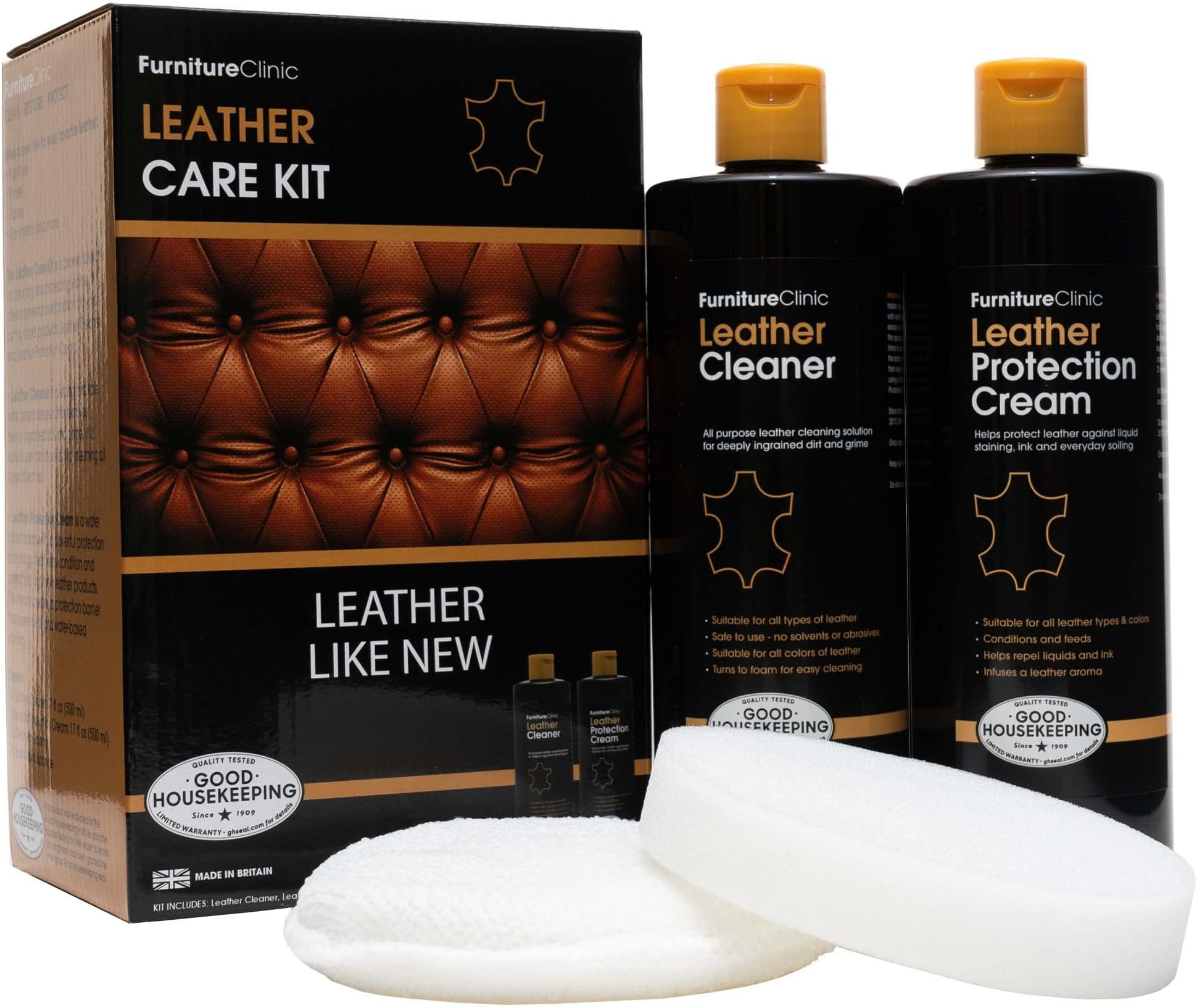 Lexol Leather Conditioner and Leather Cleaner Kit, Use on Car Leather, Furniture