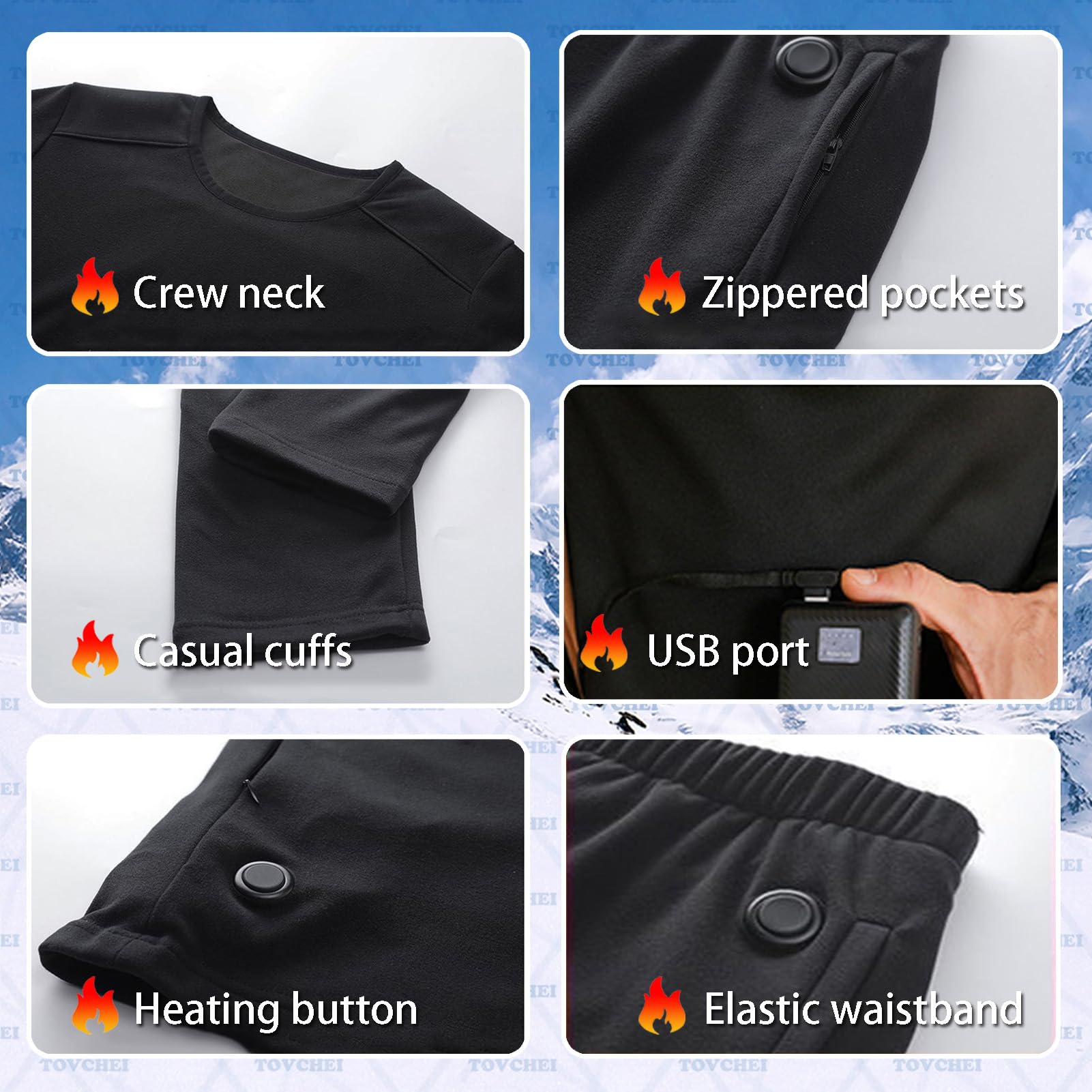 Herren Damen Beheizbare Unterwäsche Oberteil, Elektrische Thermohose, Wärmende Funktionsunterwäsche Mit Fernbedienung Für Den Außenbereich