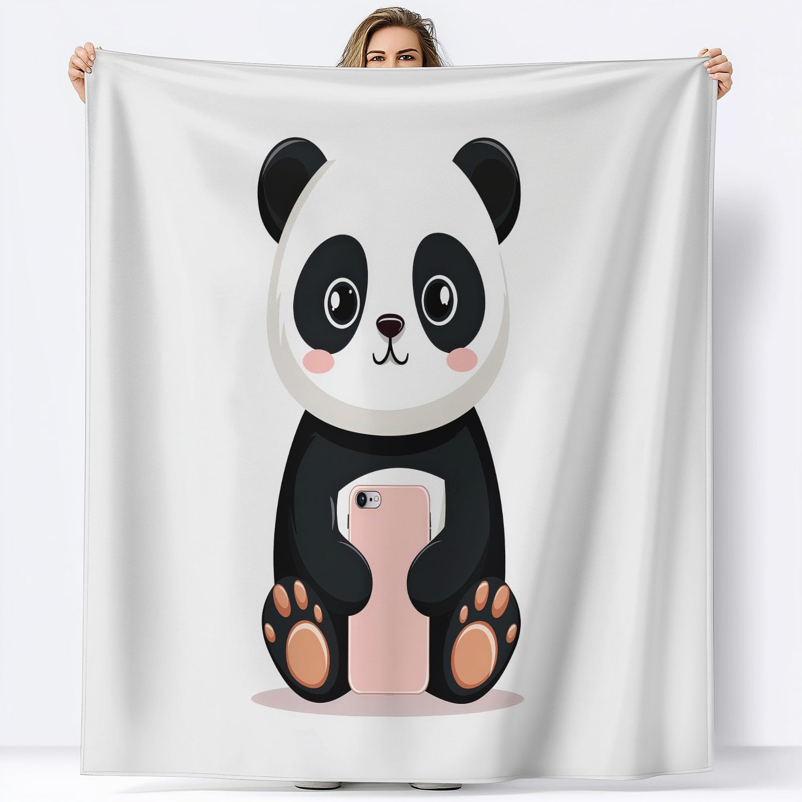 Couvertures Plaids 220 x 240 cm Panda De Dessin Animé Plaid Polaire Couvertures, Blanc Douce et Chaude Plaid Jeté de Canapé Flanelle Couverture Bébé Bureau Sieste Couverture