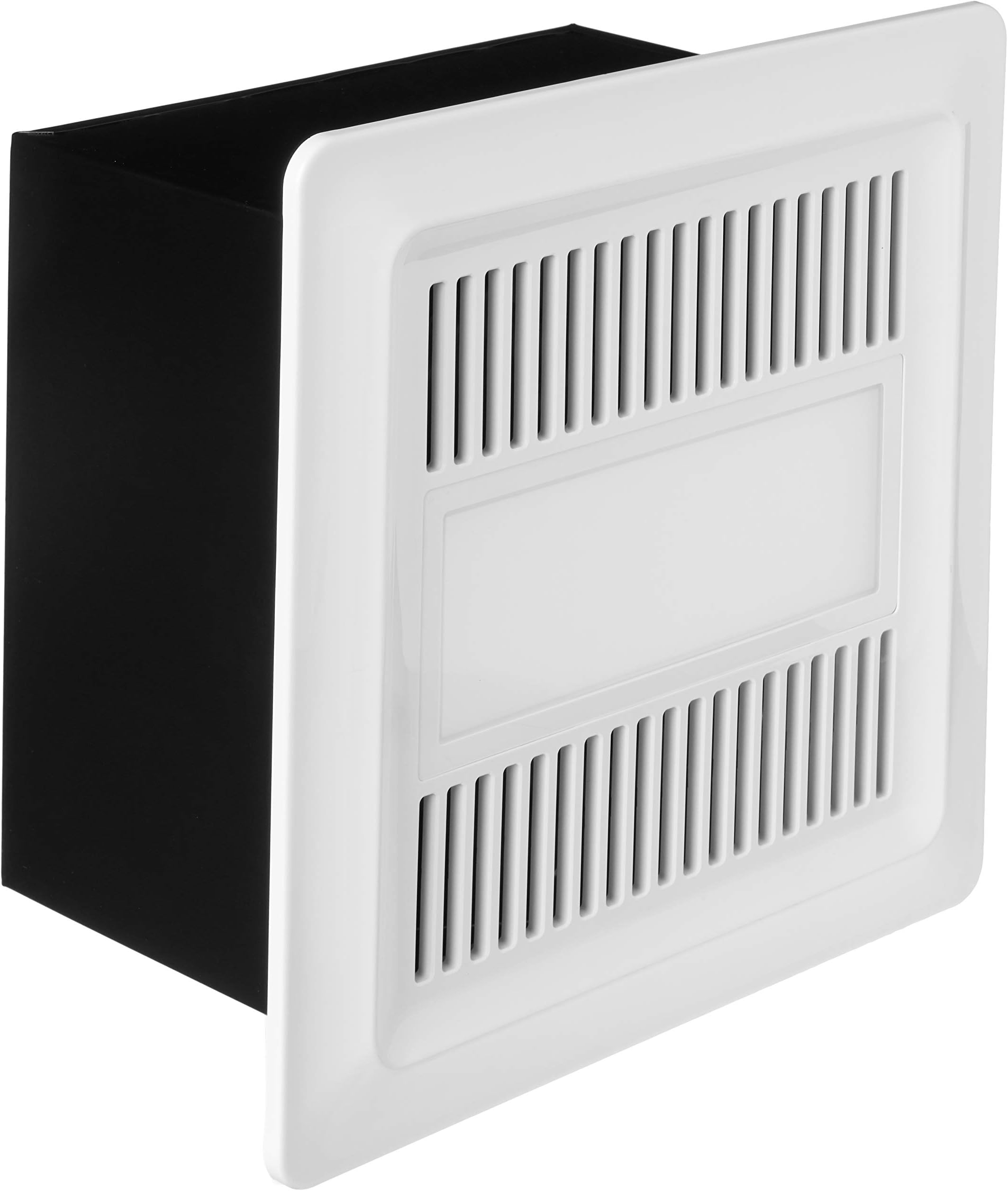 iLIVING ILG8FV111 Ventilation Exhaust DC 10W LED Light, Adjustable Speed Selector Smart Flow 50-110 CFM Energy Star, Bathroom Fan, Black and Beige