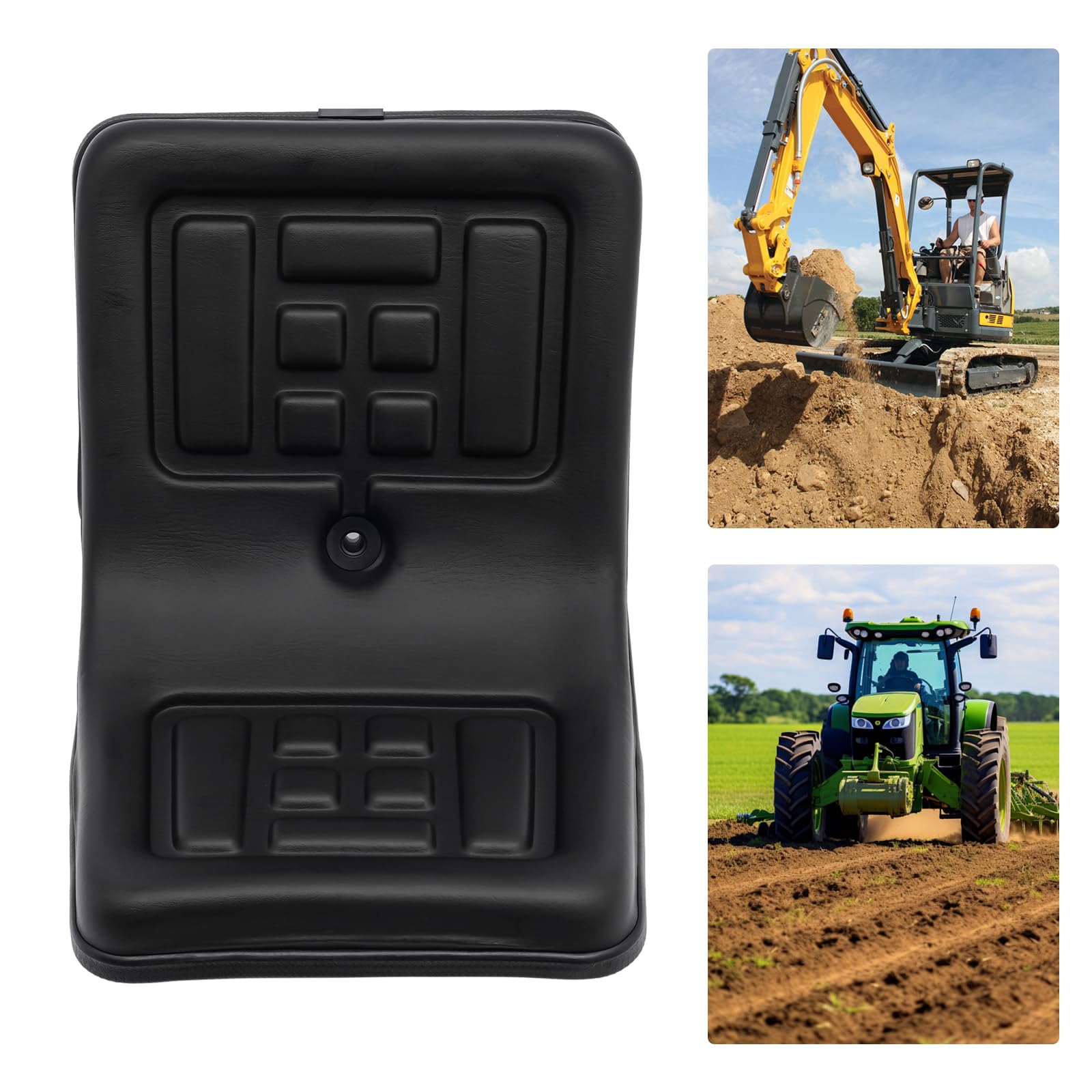 Asiento universal pequeño para carretilla elevadora con PVC y espuma, asiento de tractor ergonómico ajustable y capacidad de carga de 100 kg, asiento para cortacésped con varios orificios y orificio