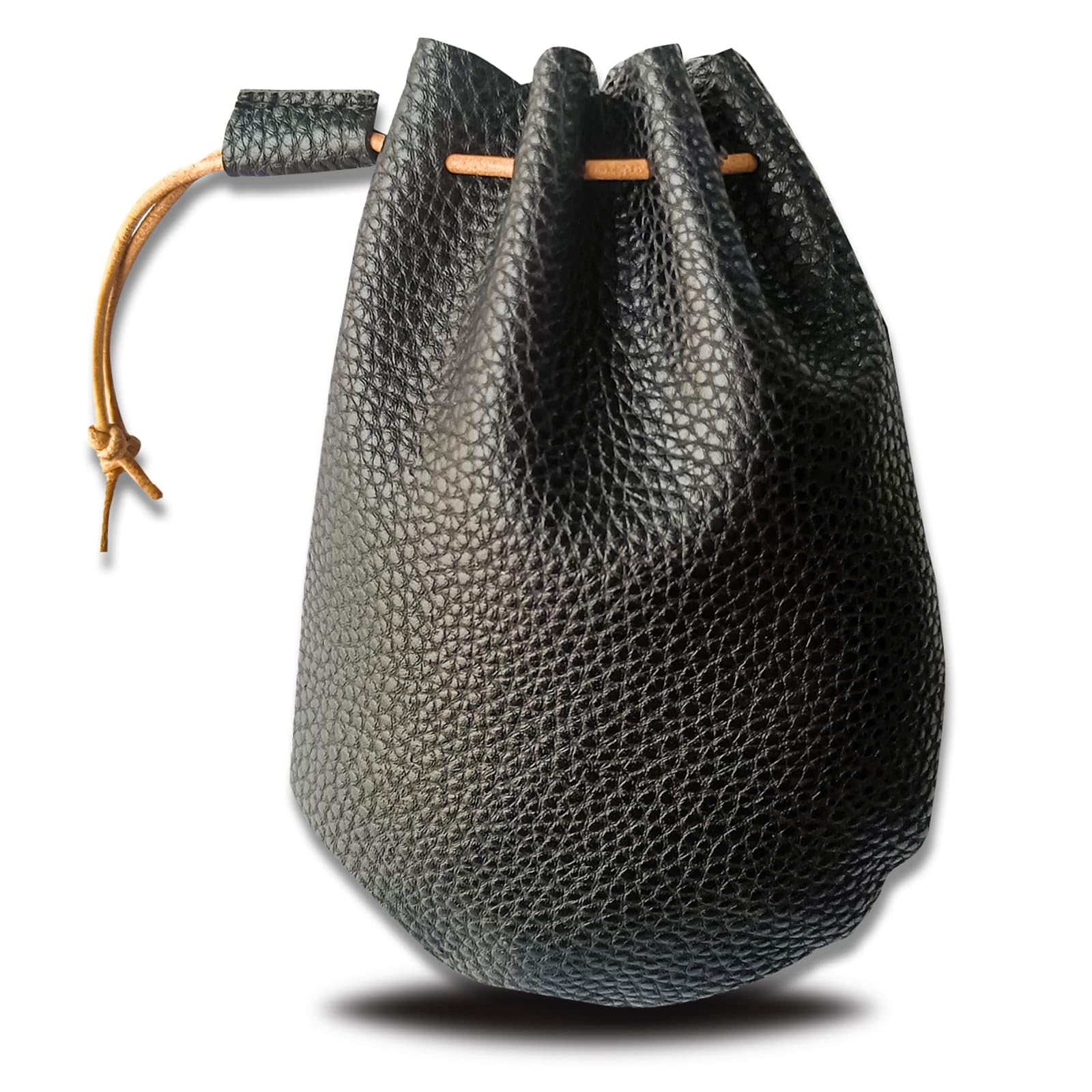 Jewssi Men's Faux Leather Drawstring Pouch Small Car Holder Bag Medieval Coin Money Dice Wallet. (Black)