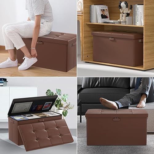 Miniatura 5 de DocSafe Otomana de Almacenamiento con Cerradura, Banco Plegable Ignífugo de 30 Pulgadas, Reposapiés, Taburete, Baúl de Almacenamiento Seguro para