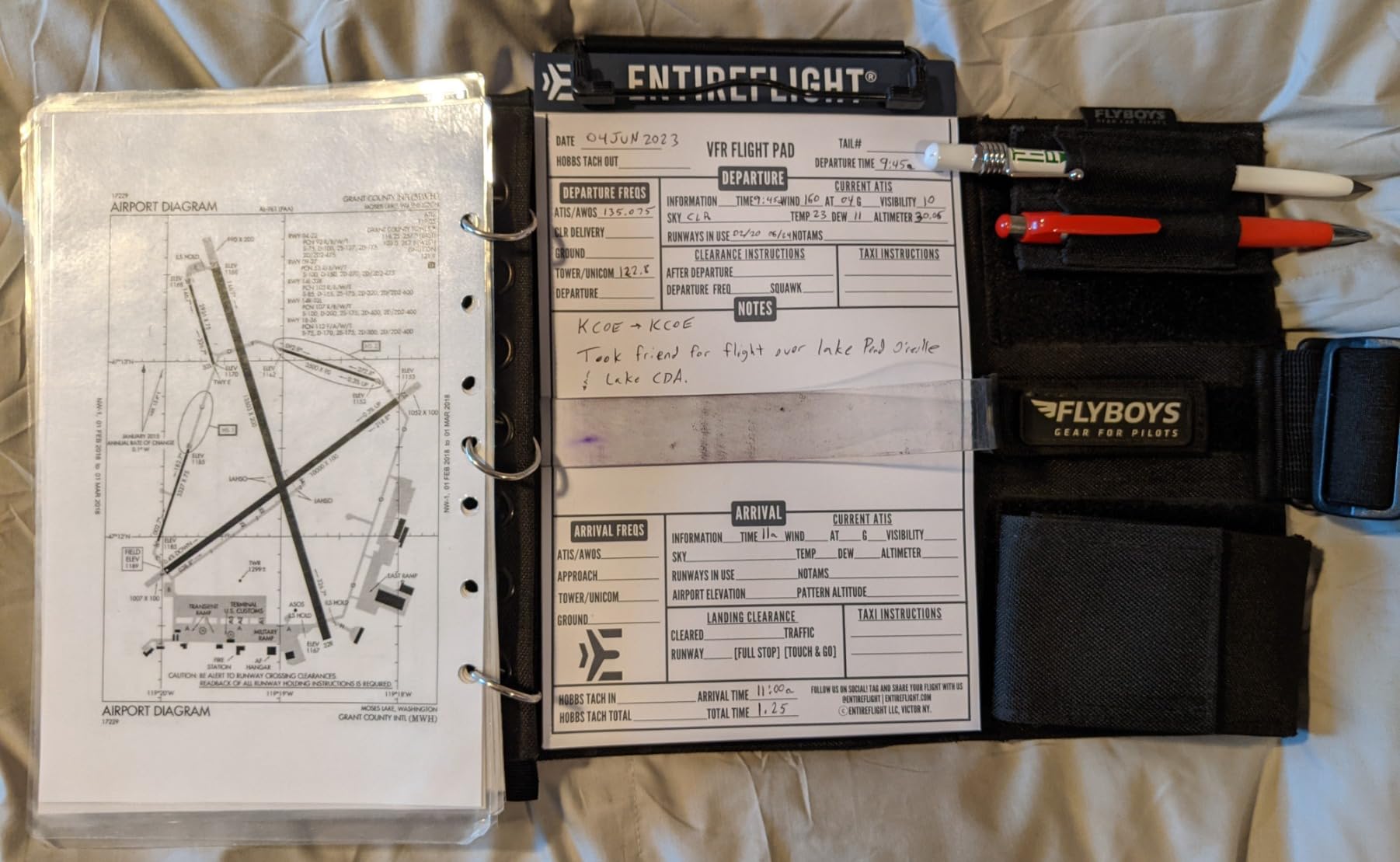 5/mo Finance EntireFlight VFR Flight Pad for Pilot Kneeboard Must