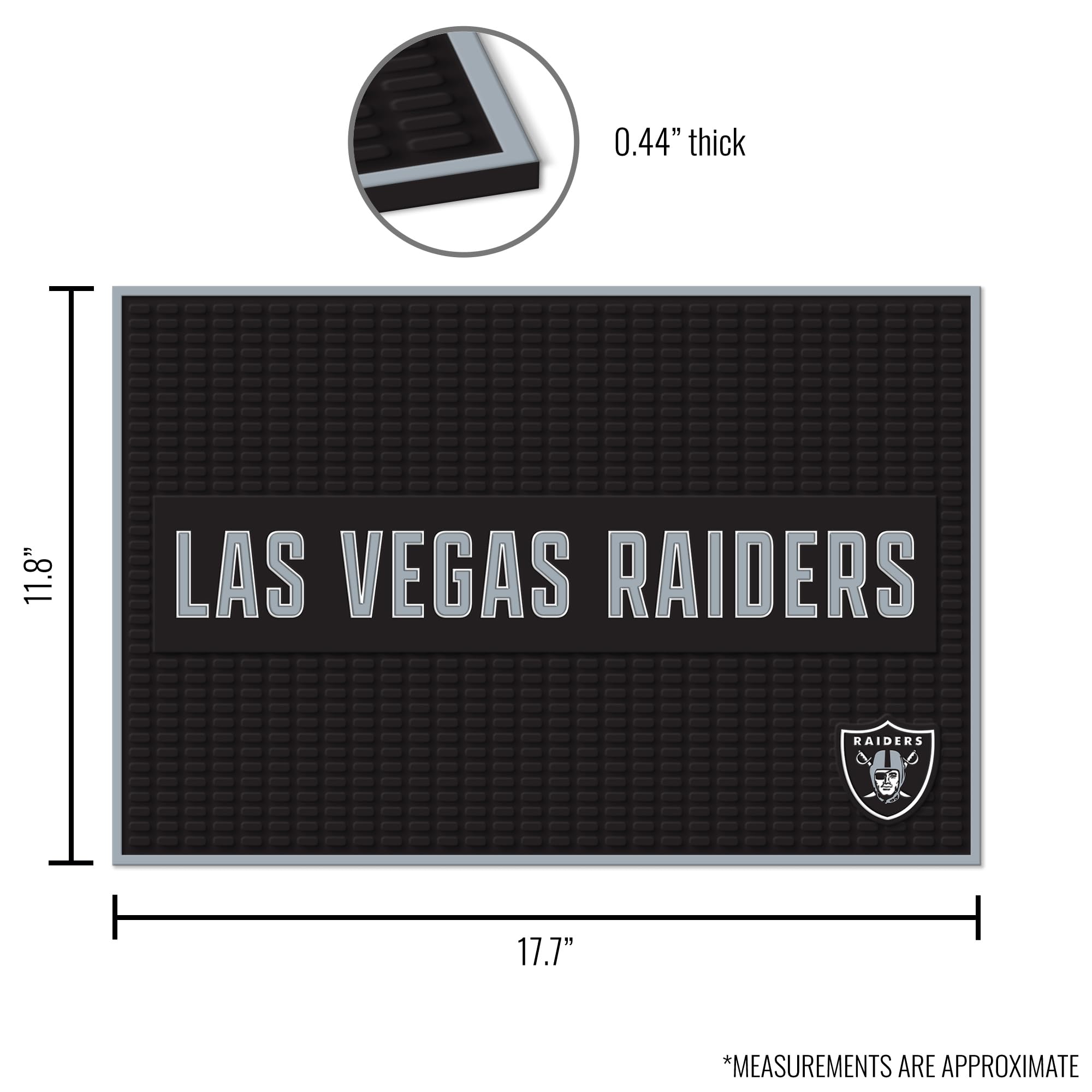 Rico Industries NFL Football Las Vegas Raiders Tapis de cuisine en PVC épais 30,5 x 45,7 cm