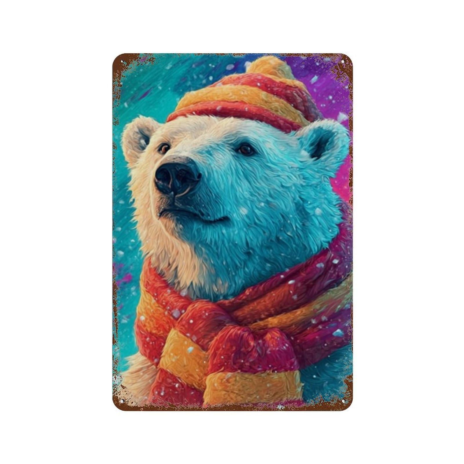 Winter Wonderland Polar Bear Vintage Metal Tin Sign 11.8"x7.9", Farmhouse Wall Decor for Garage, Bar And Workshop Decor