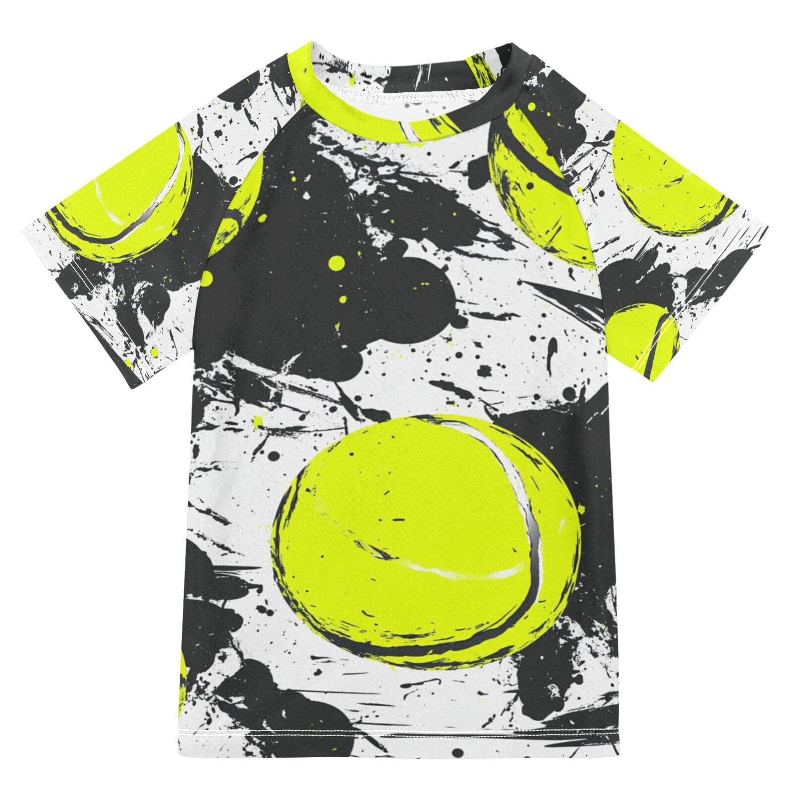 Jucciaco Boys Swing Shirts Tennis Ink Ball Sport Rashguard Short Sleeve Kids T-Shirts Sun UPF 50+ Multicoloured