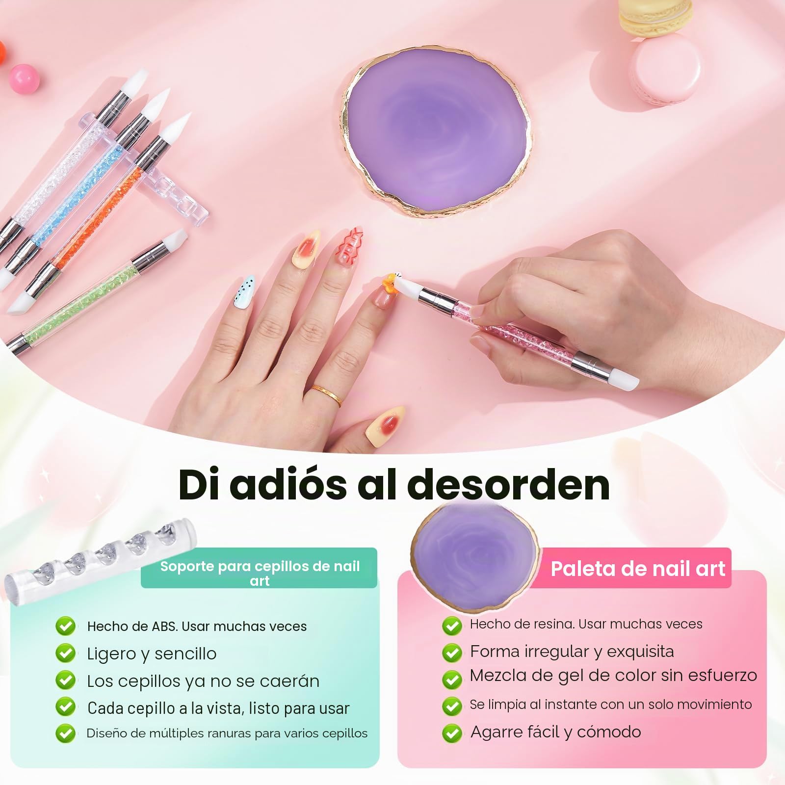 Yokilly Set de Pinceles para Uñas: 31 Piezas Pincel Acrilico Uñas Cepillo Uñas - Pincel de Gel Semipermanente Acrilica Profesional Con 5 Piezas Pinceles de Silicona de Doble Cabeza Nail