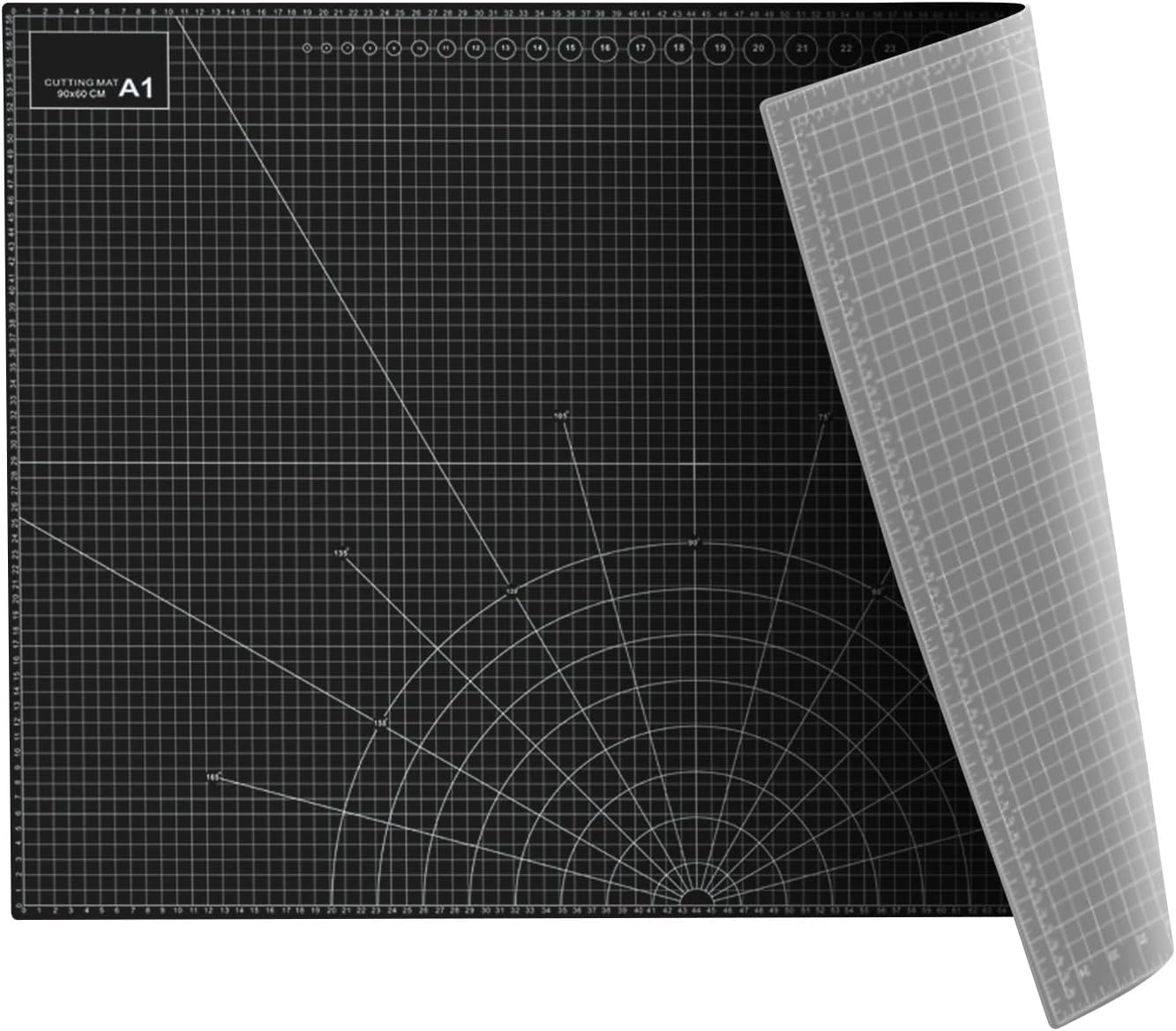 FrenzyBird 35" x 23" Large Self Healing PVC Cutting Mat, Double Sided, Gridded Rotary Cutting Board for Craft, Quilting, Fabric, Scrapbooking，Sewing（A1-Black or Gray）