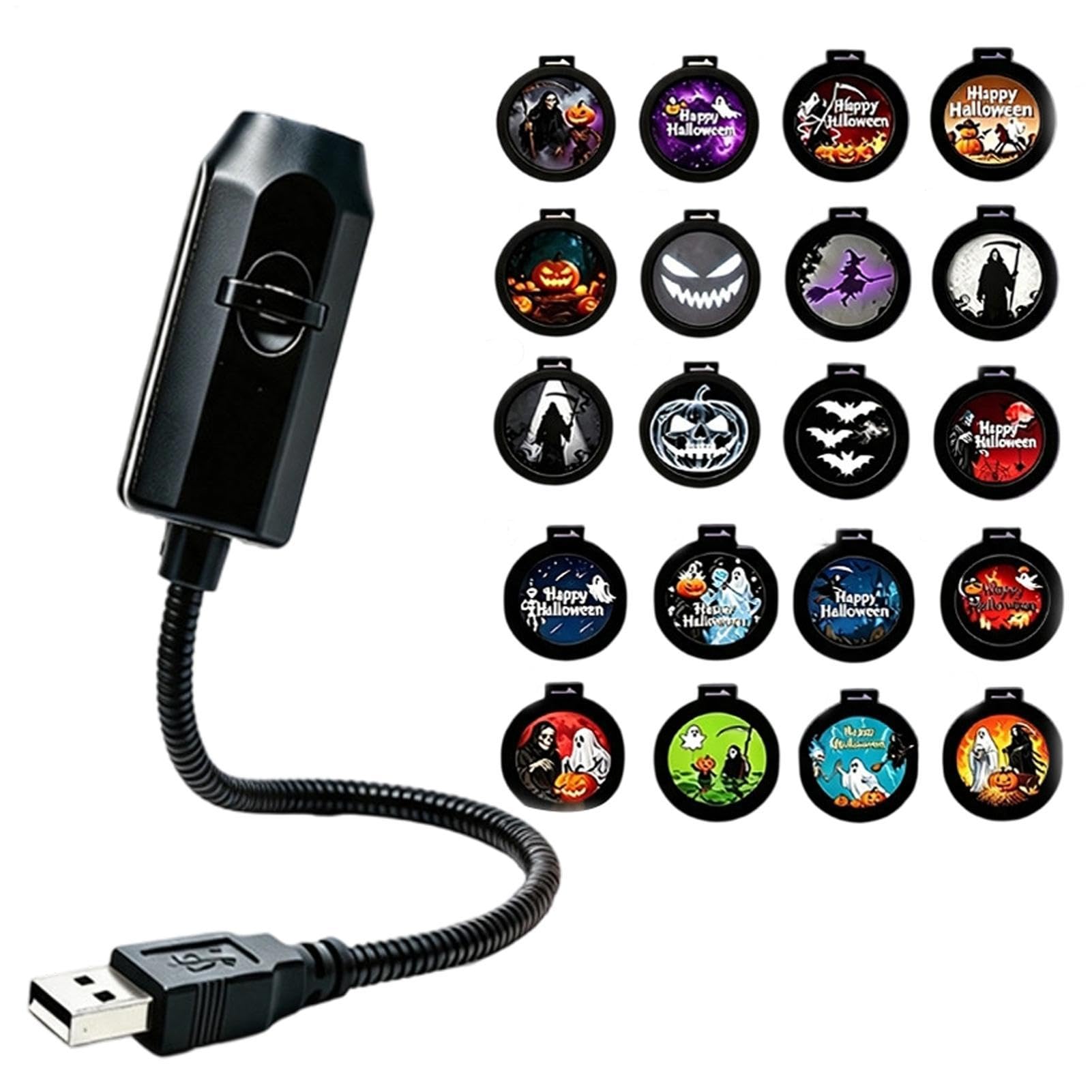 Plug and Play HD Halloween Projector Lights with 20 Festive Scenes Slides