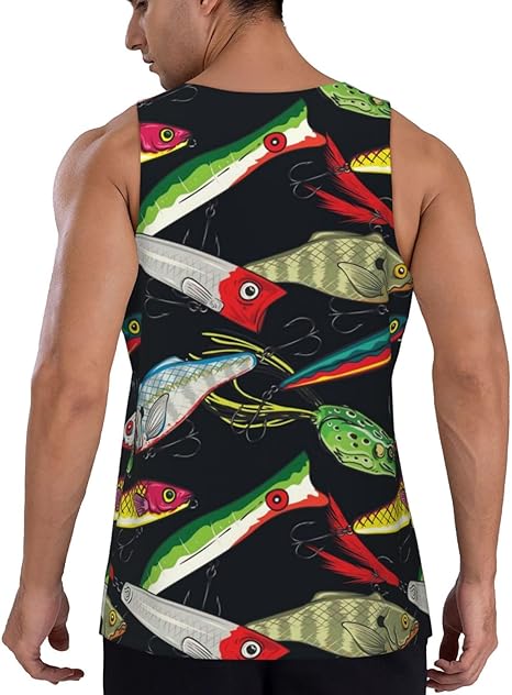 Amazon | [ラヘルツ] 釣り柄 魚柄 釣り メンズ タンクトップ