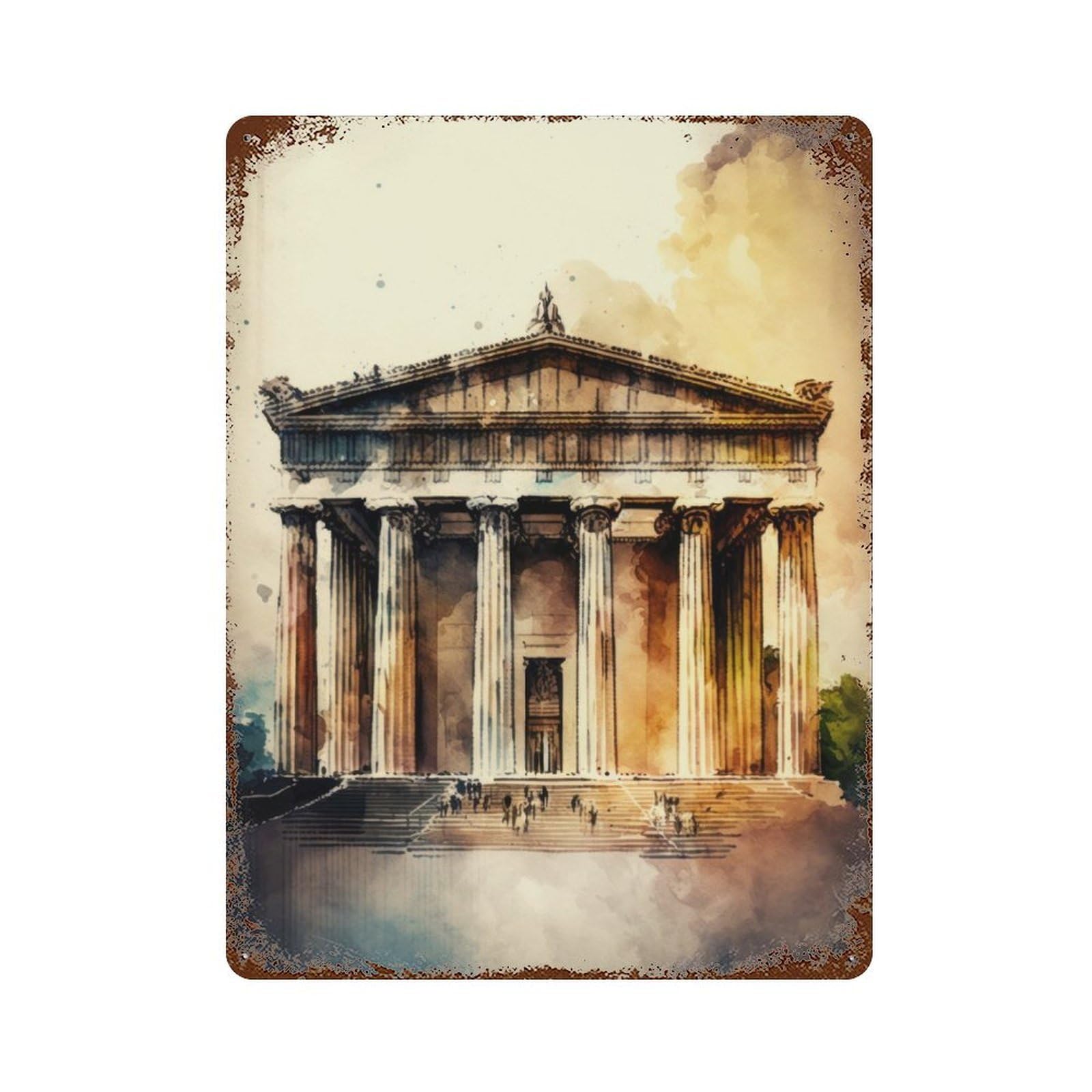 The Parthenon Nashville Decorative Tin Sign 15.7"x11.8", Farmhouse Wall Decor for Living Room, Hallway And Home Decor