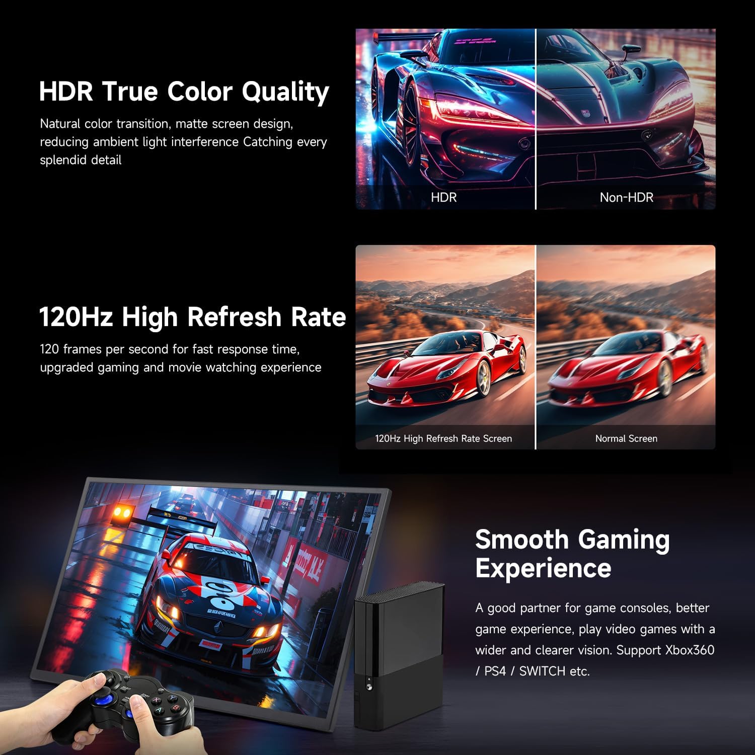 waveshare Luckfox 18.5inch Portable Monitor with Stand, IPS Screen, 120Hz High Refresh Rate, Mini HDMI Interface, 1920 × 1080 Full HD, 178° Viewing Angle, ABS Case, Supports HDR, No Touch